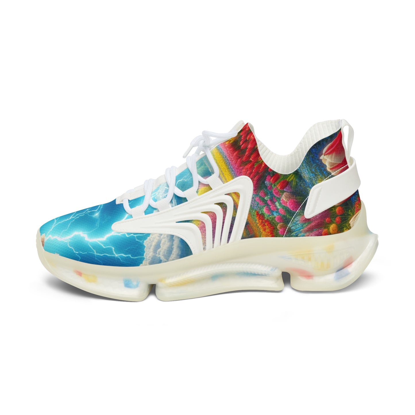 Colorful Women's Athletic Sneakers - Lightning & Nature Design