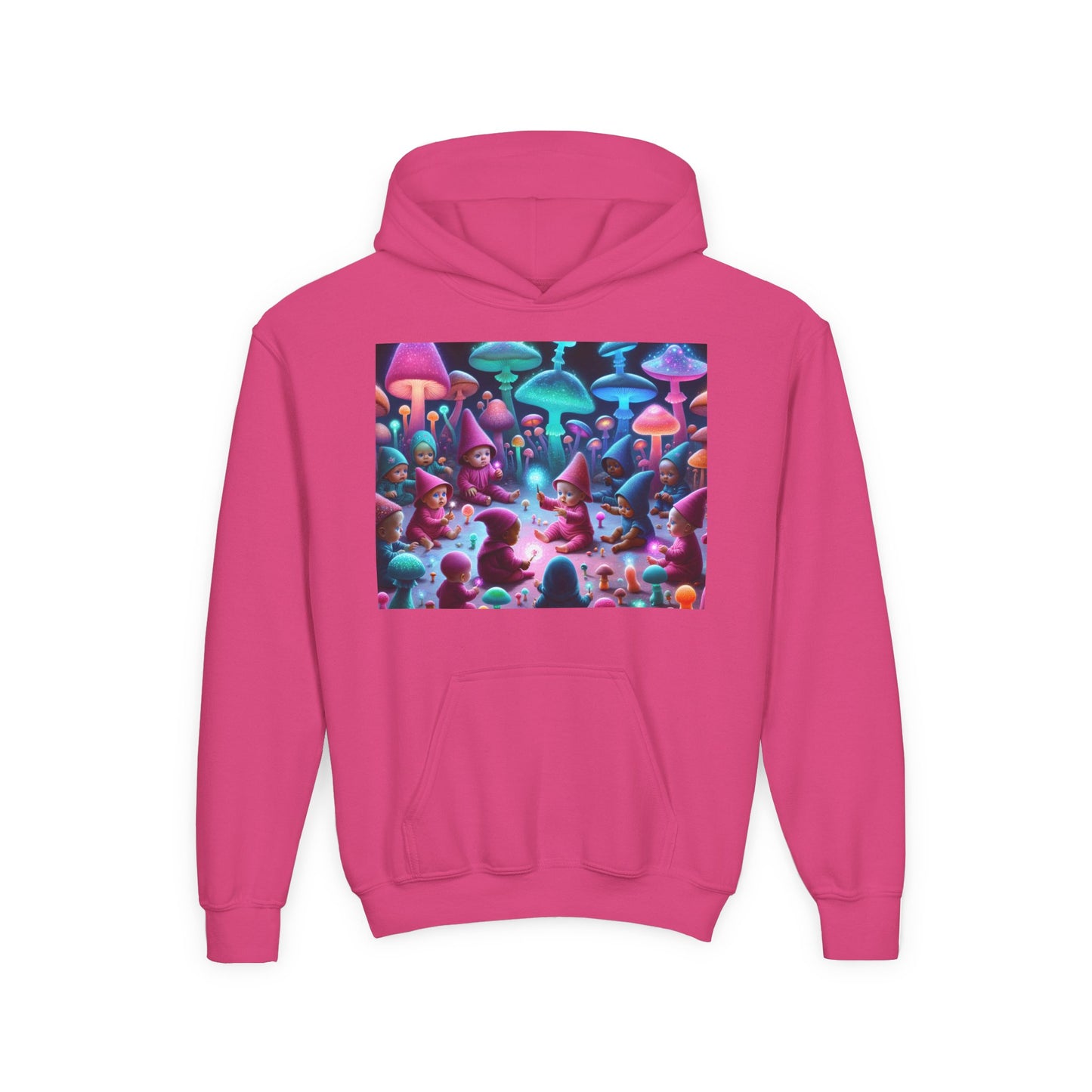 Youth Fantasy Forest Hoodie, Colorful Mushroom Sweatshirt, Gift for Kids, Cozy Winter Wear, Unique Outdoor Adventure Apparel