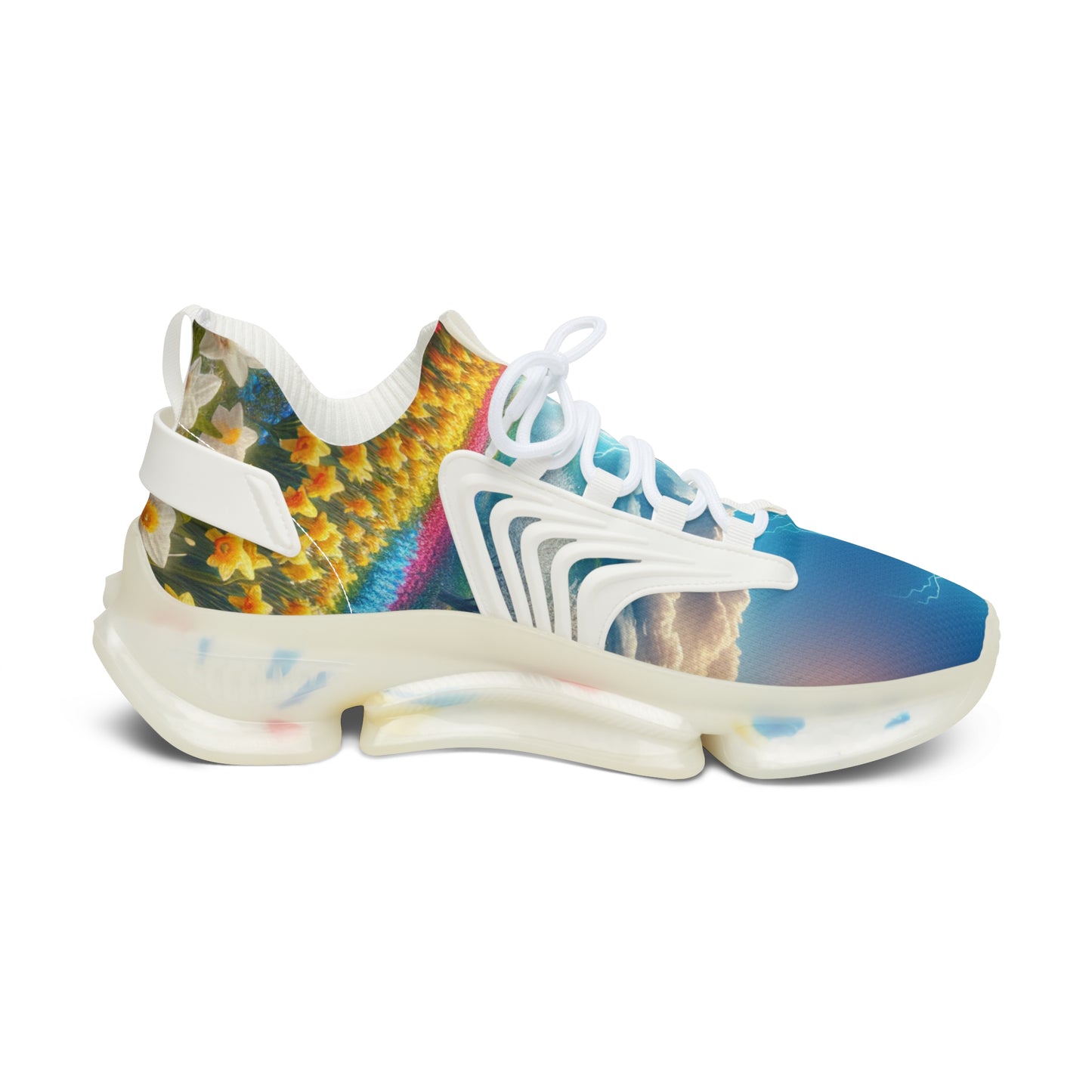 Colorful Women's Athletic Sneakers - Lightning & Nature Design