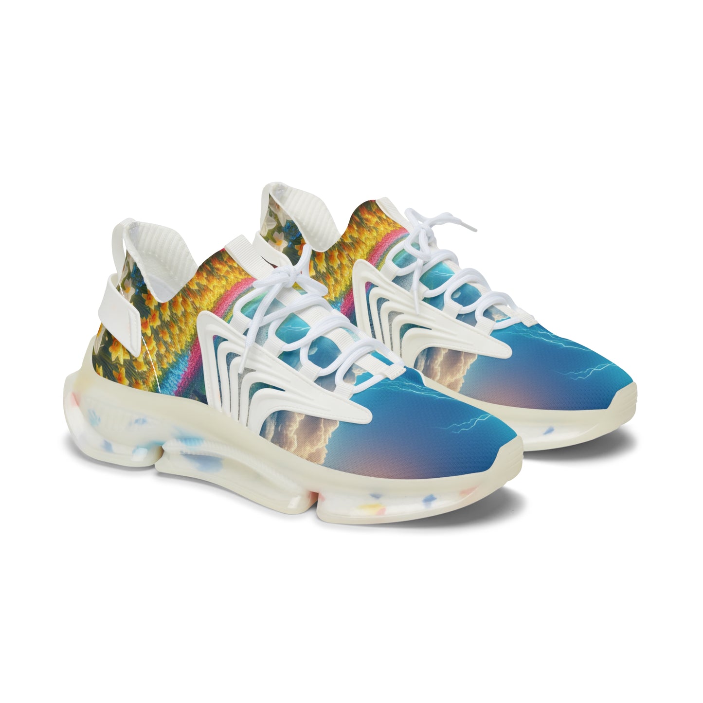 Colorful Women's Athletic Sneakers - Lightning & Nature Design