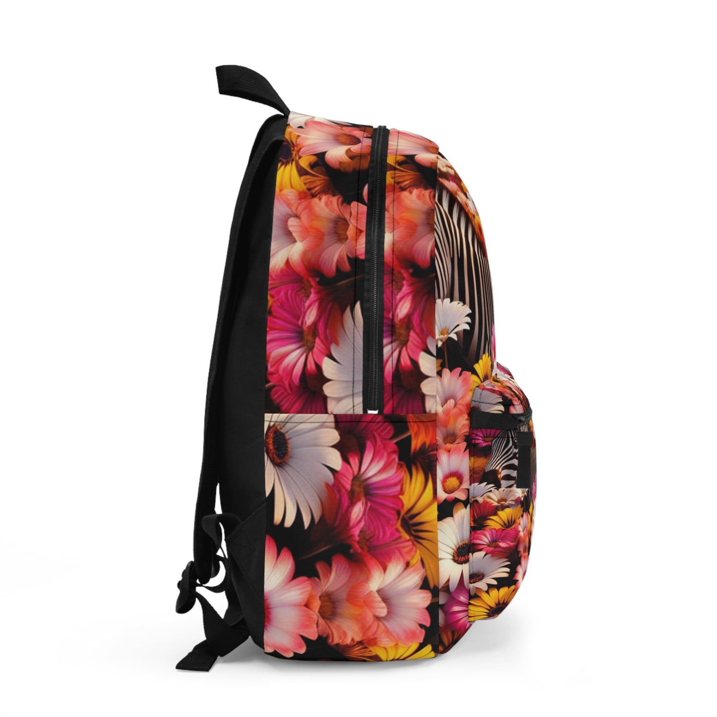 Floral Zebra Print Backpack, Stylish School Bag, Trendy Travel Backpack, Vibrant Floral Rucksack, Fun Kids Bag, Boho Chic Accessory