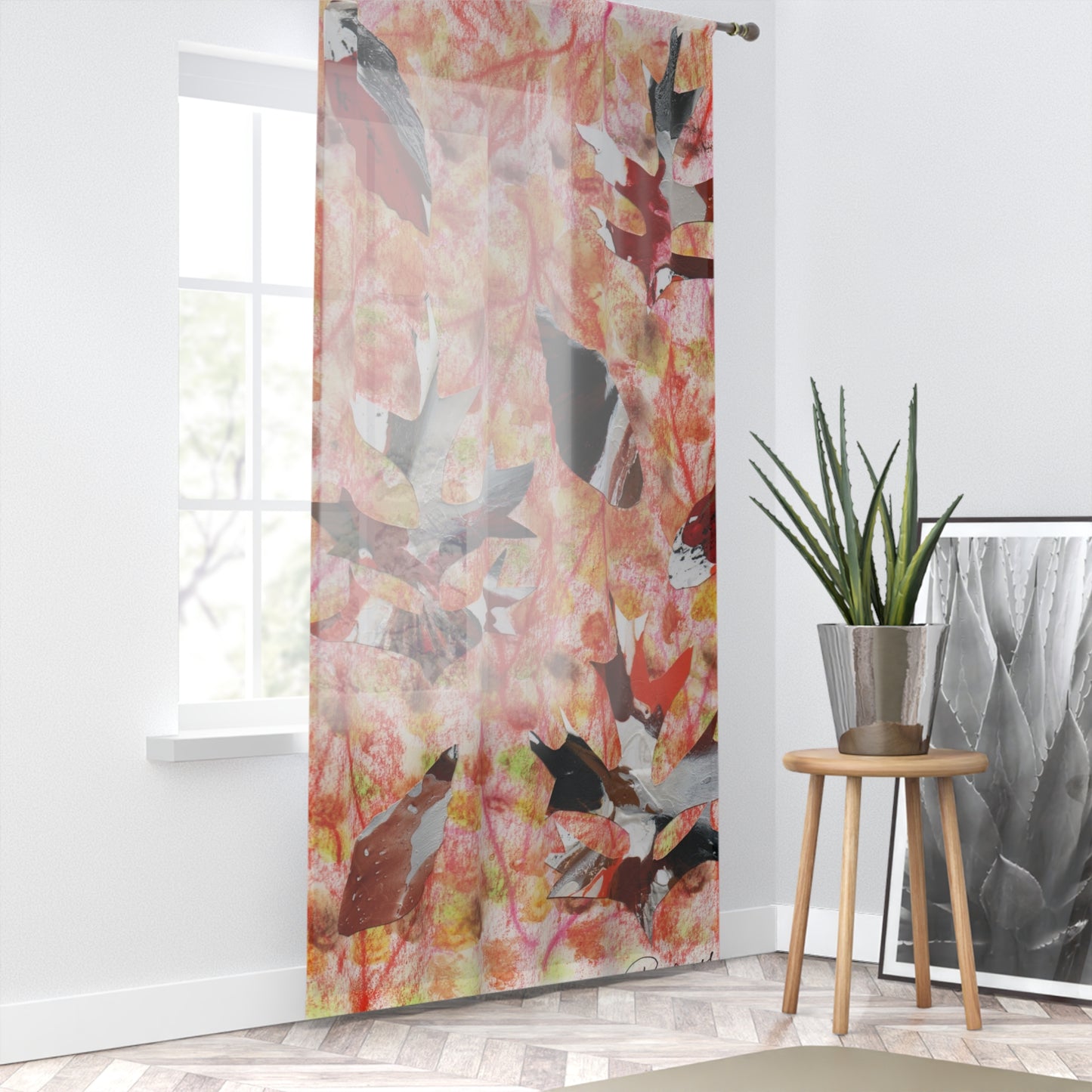 Autumn Inspired Sheer Window Curtain - Original print from The Pamela Gene Designs Collection!