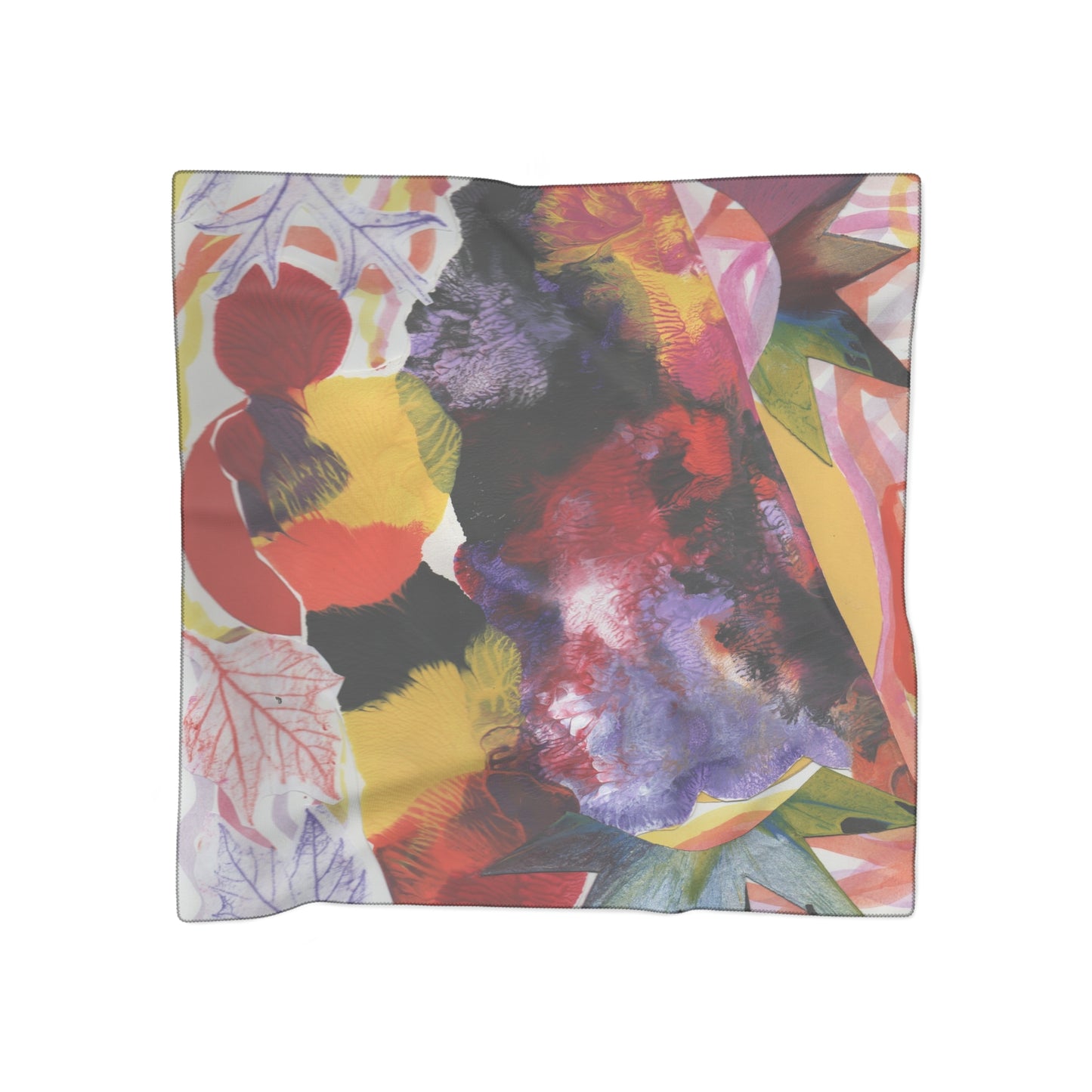 Colorful Poly Scarf, Vibrant Fashion Accessory, Lightweight Wrap, Boho Style Gift, Summer Scarf, Artistic Print Scarf