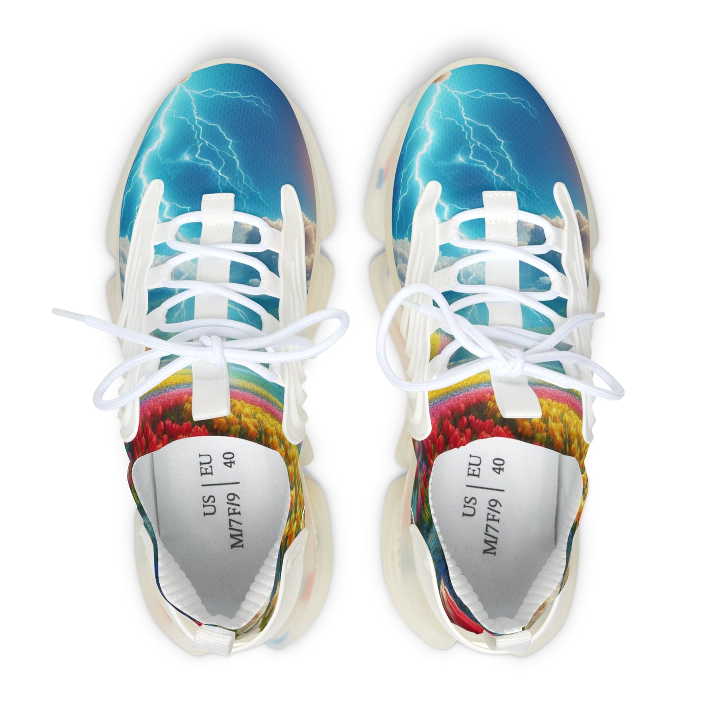 Colorful Women's Athletic Sneakers - Lightning & Nature Design