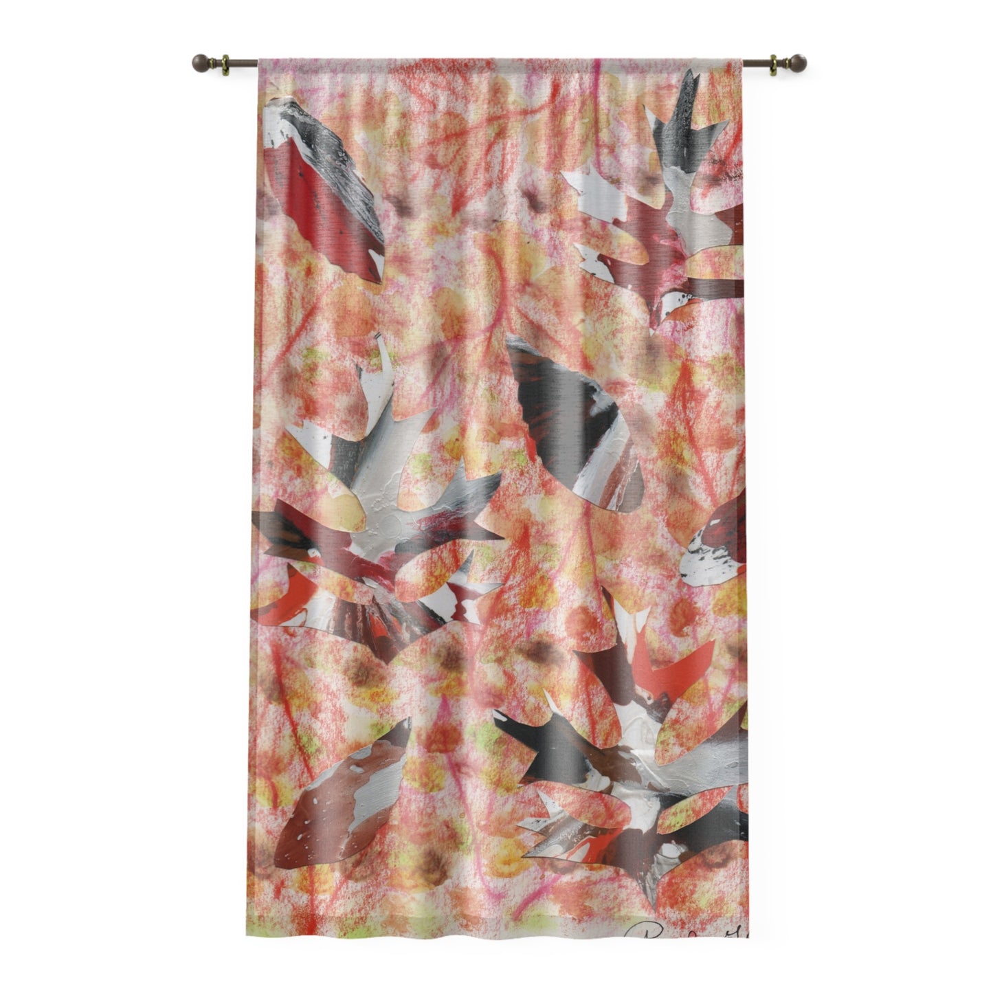 Autumn Inspired Sheer Window Curtain - Original print from The Pamela Gene Designs Collection!