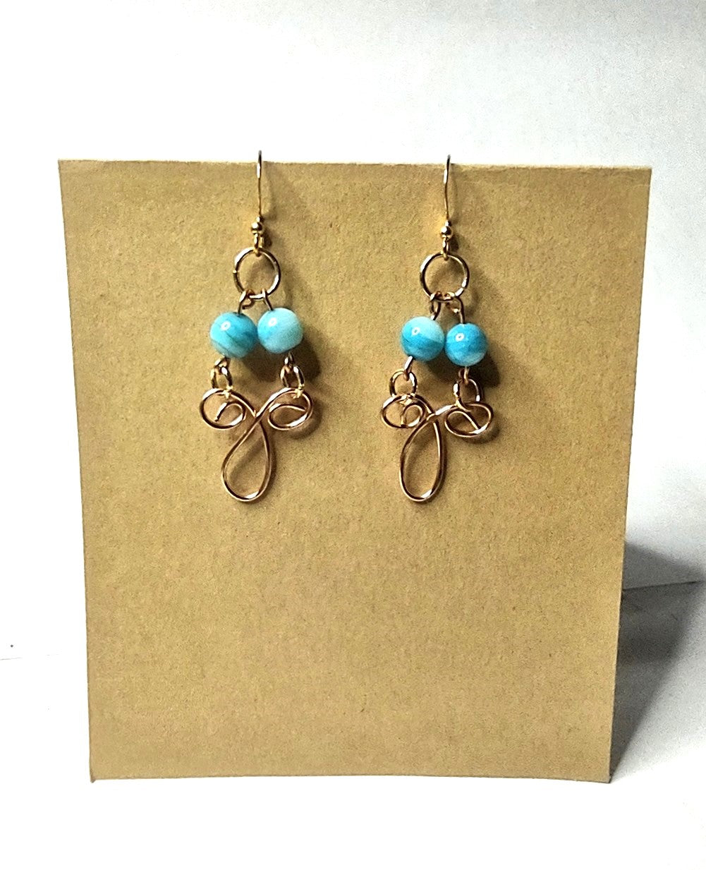 Handmade Copper Chain - Link Necklace and Earring with shell beads!