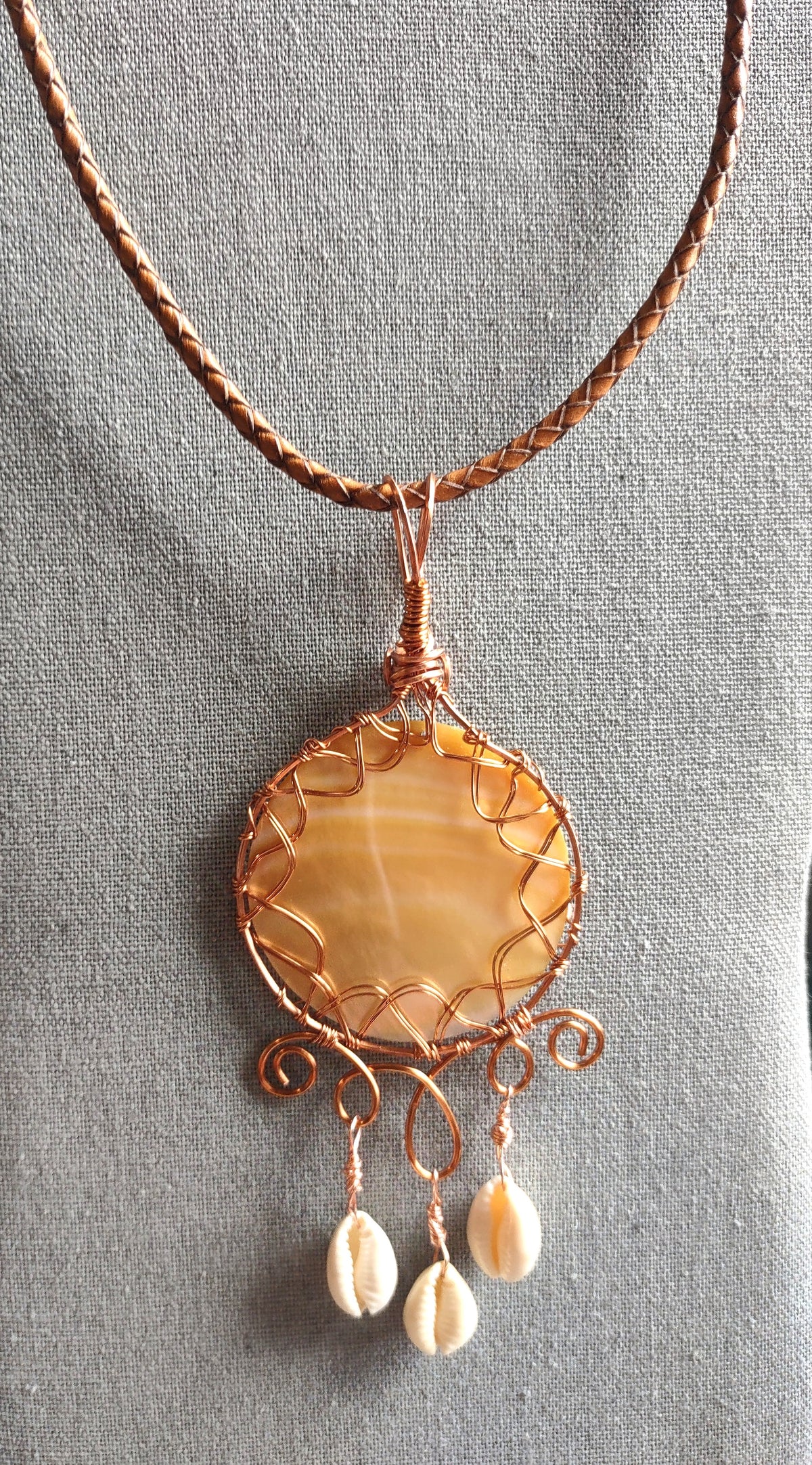 Mother of Pearl Cowrie Shell Pendant Necklace