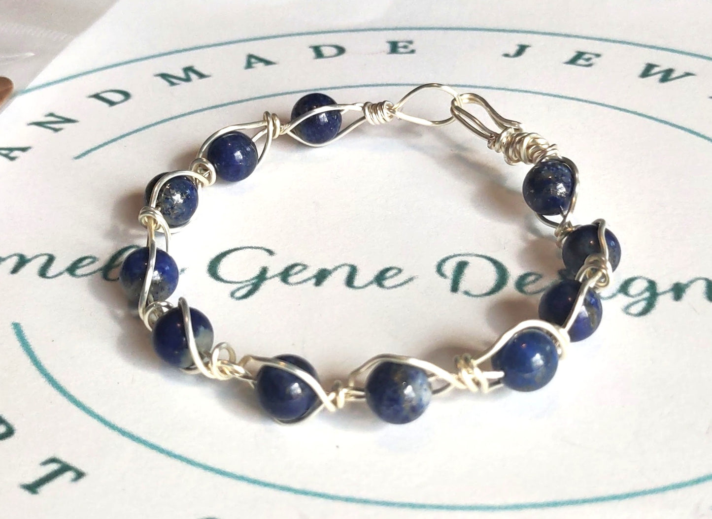 Wire Wrapped Bangle Bracelet - Lapis Lazuli Bangle Bracelet