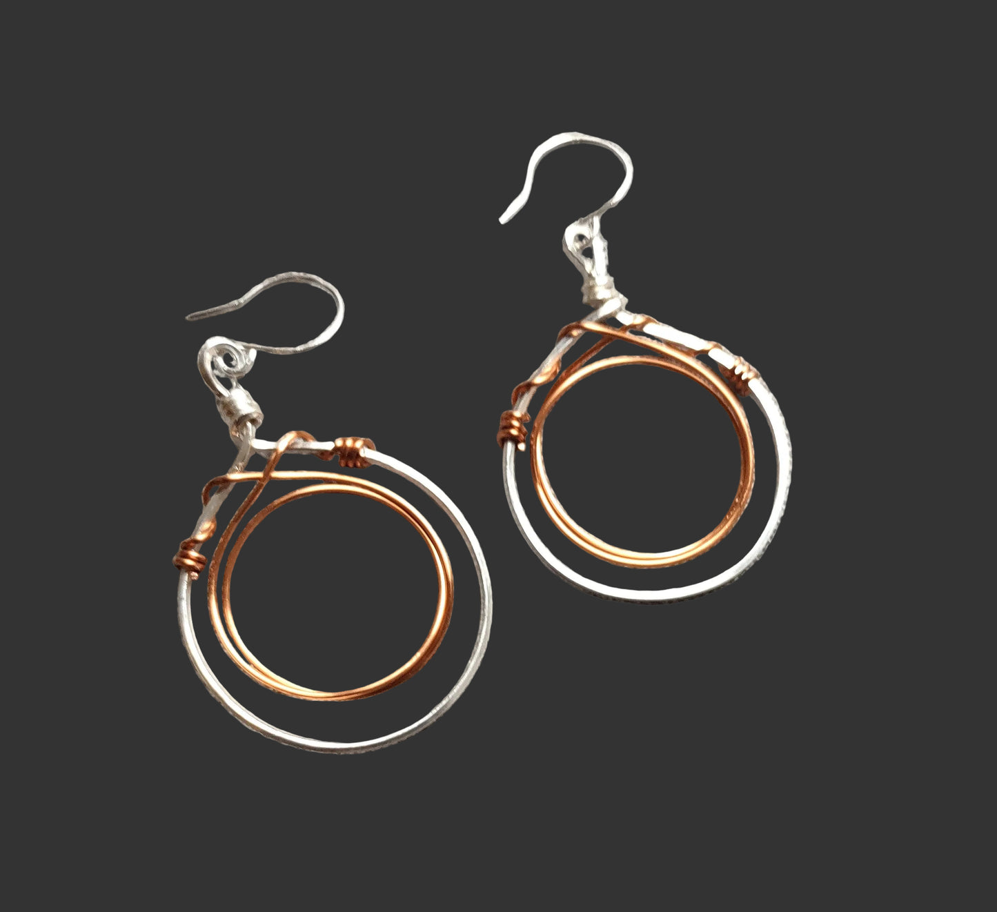 A pair of Mixed Metal Hoops Sterling Silver and Copper.