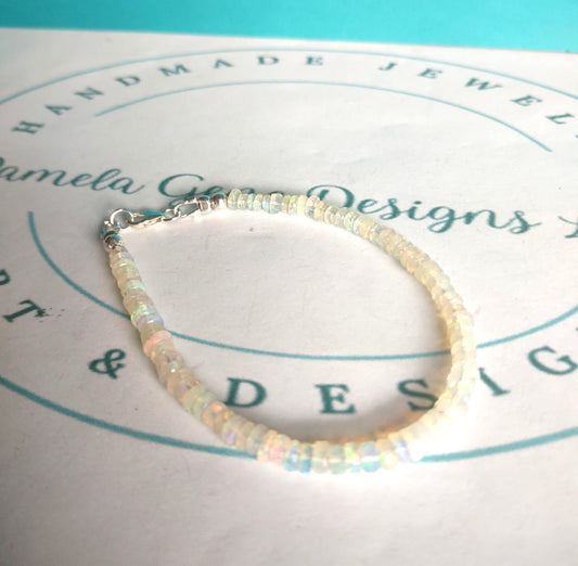 Ethiopian Opal Bracelet - Handmade Sterling Silver Gemstone Bracelet