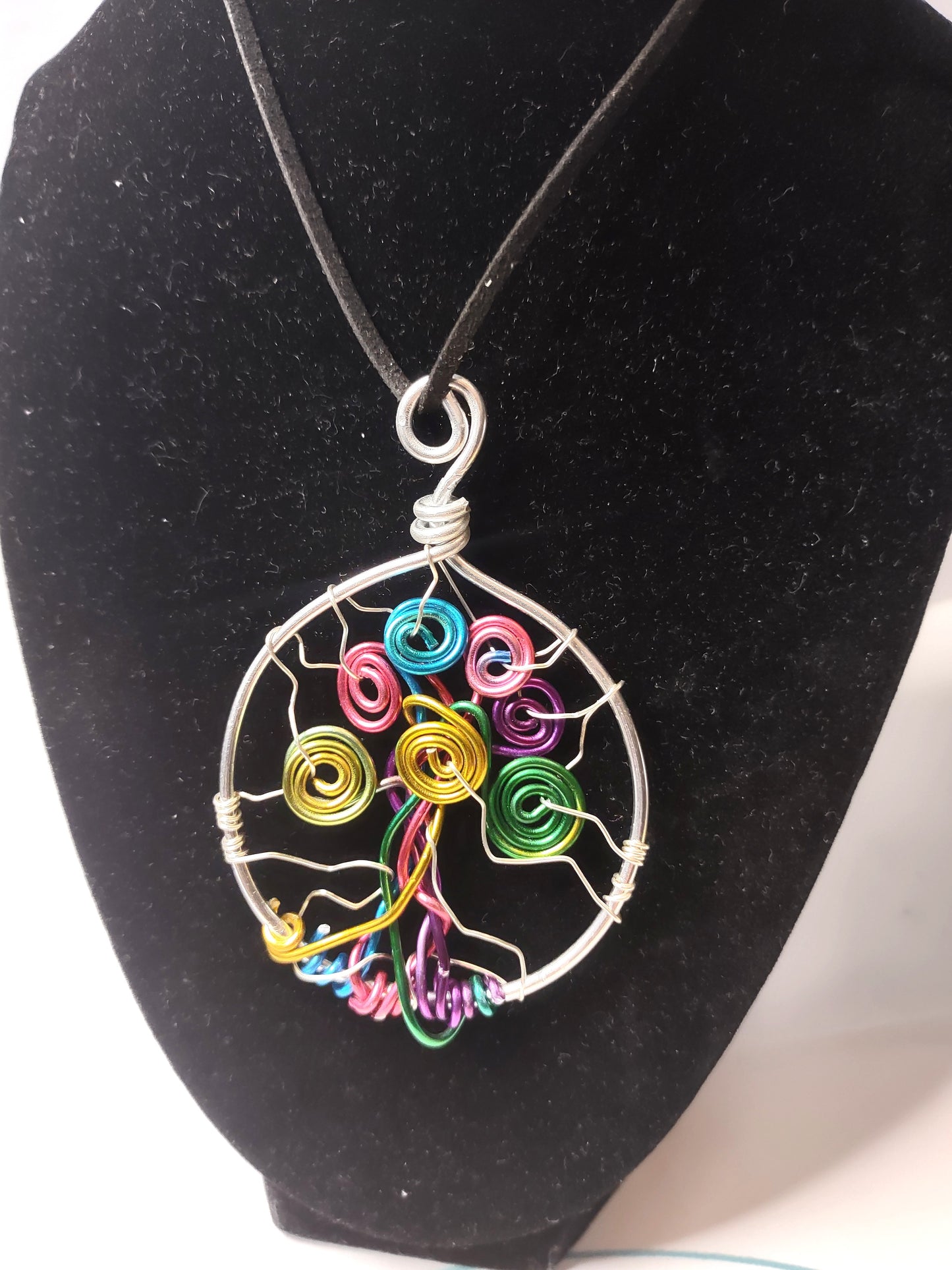 Rainbow Tree of Life Pendant - Silver Aluminum Rainbow Pendant