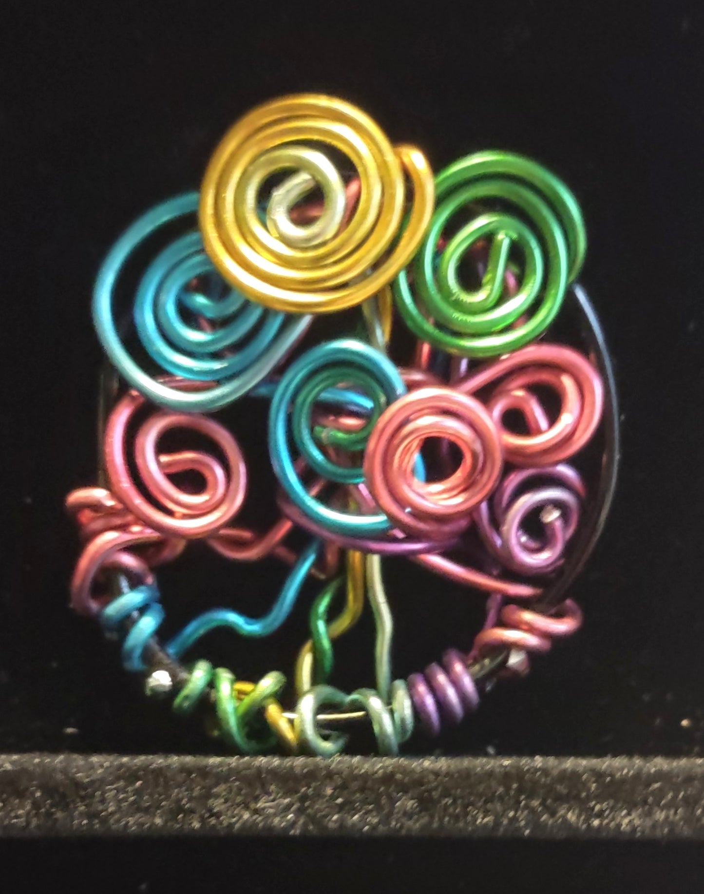 Rainbow Floral Pendant - Aluminum Rainbow wire Flowers