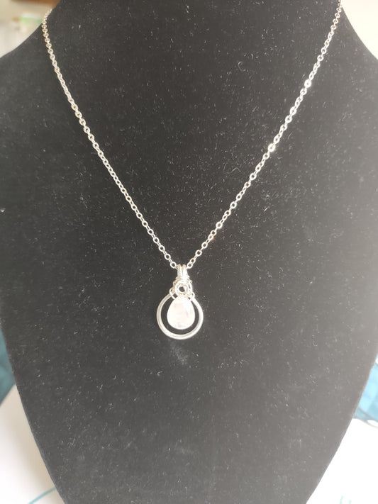 Rose Quartz Pendant Sterling Silver Necklace
