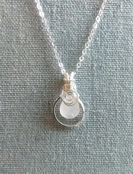 Rose Quartz Pendant Sterling Silver Necklace