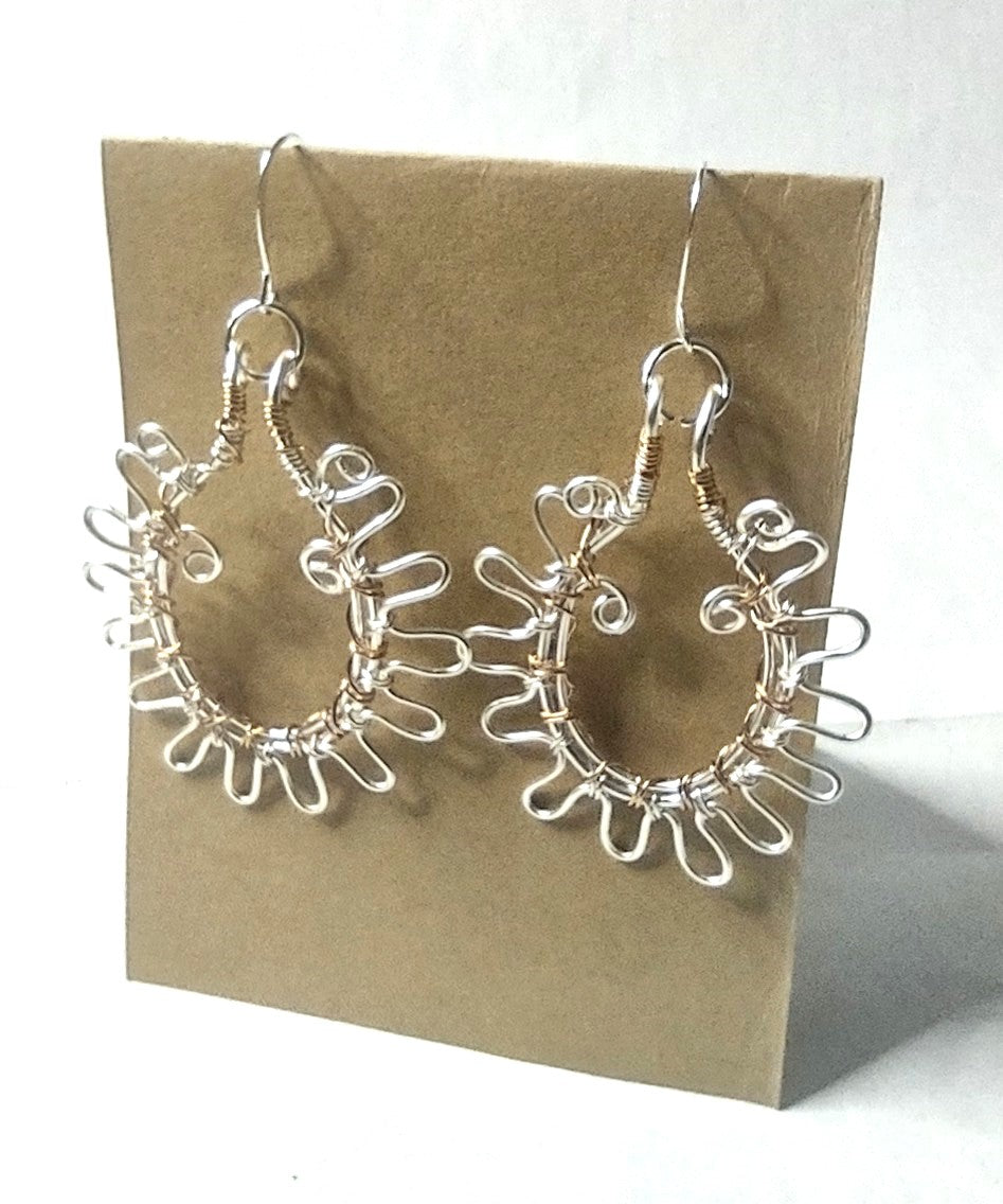Handmade Silver-plated, Sun Inspired Hoop Earring - Sun Hoop