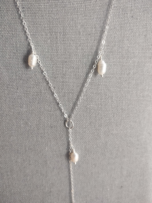 Sterling Silver Freshwater Pearl Y Necklace