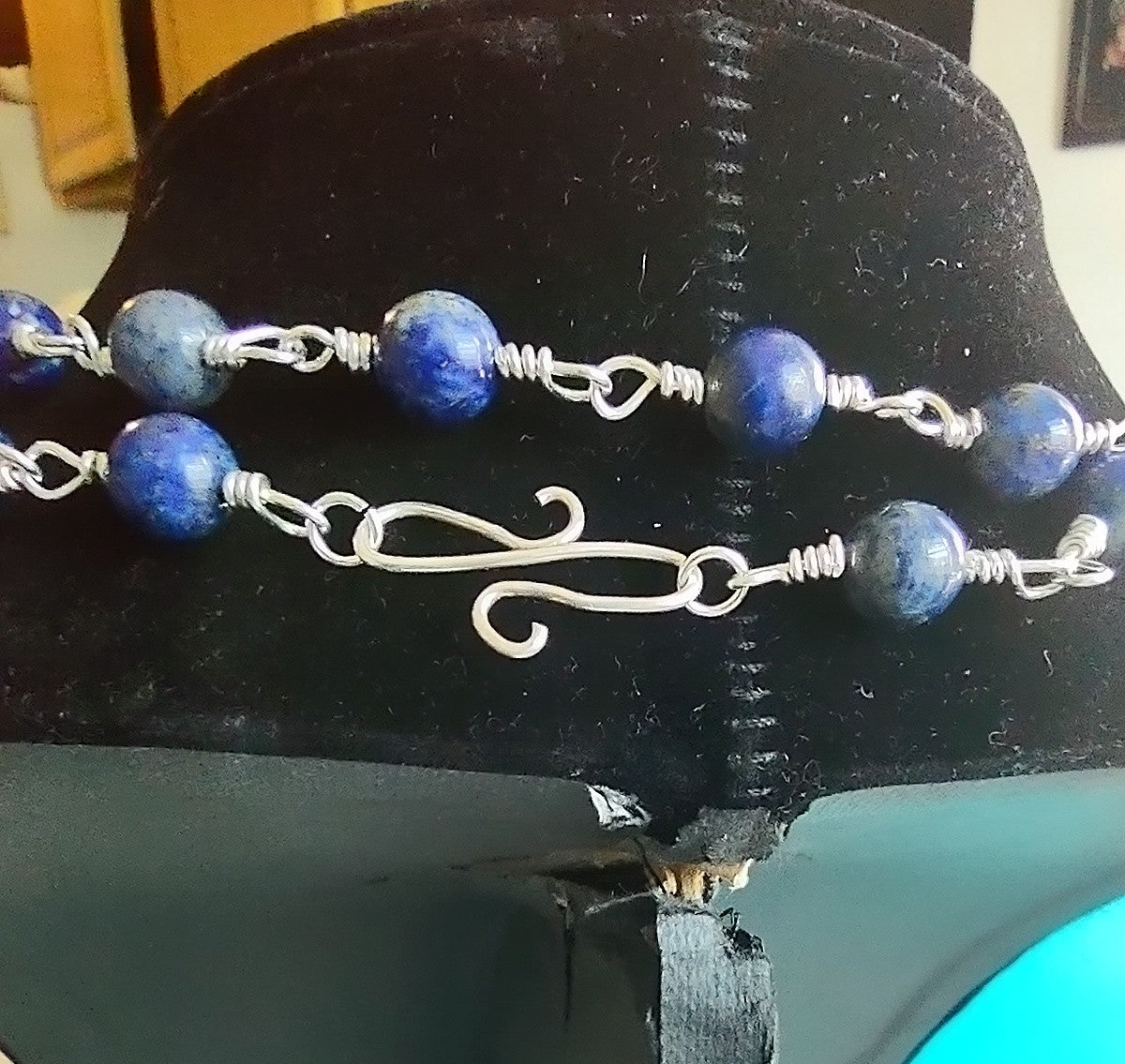 Lapis Lazuli & Amethyst Sterling Silver Chain Link Necklace