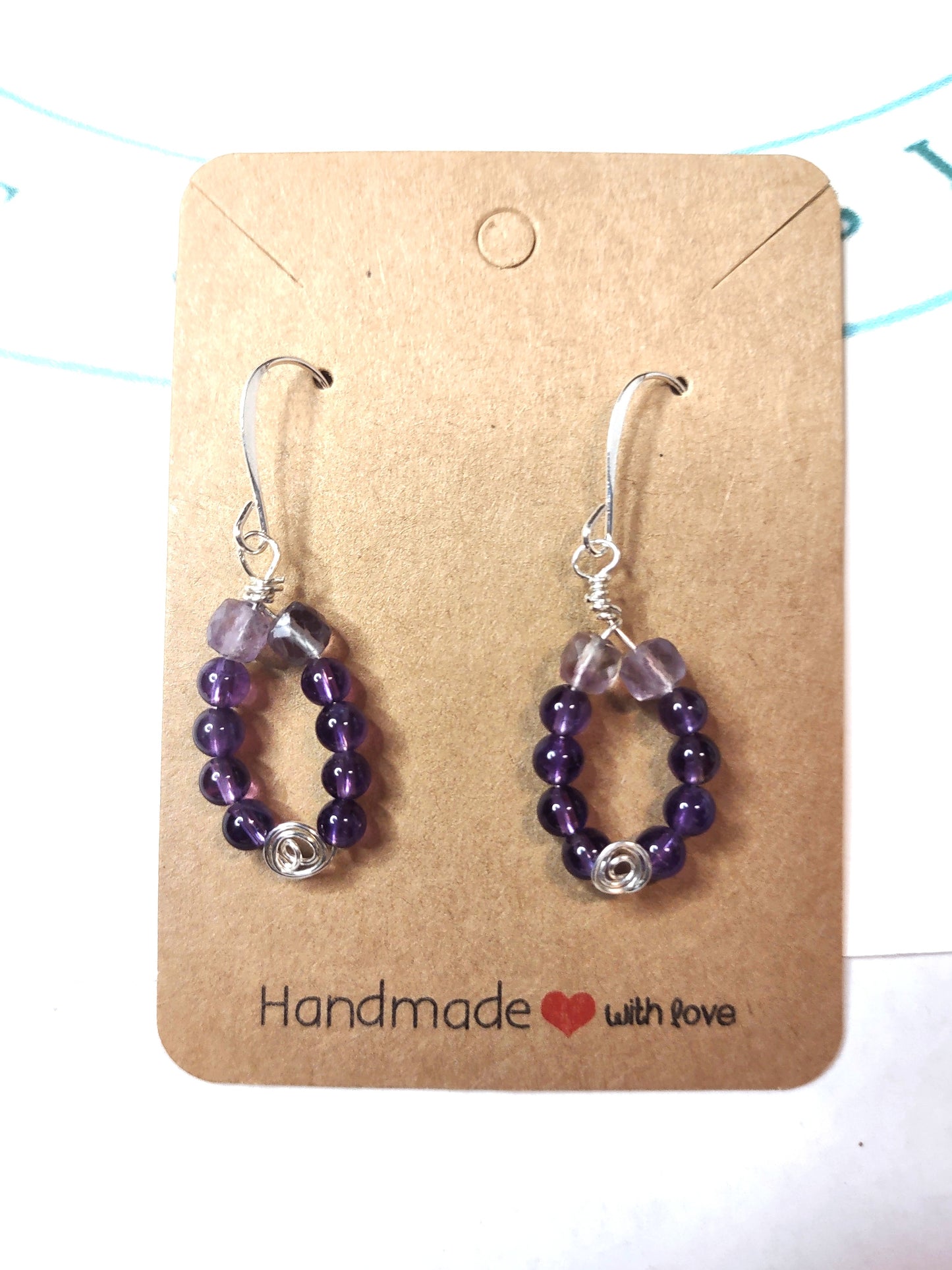 Sterling Silver and Amethyst bead Hoop Earrings