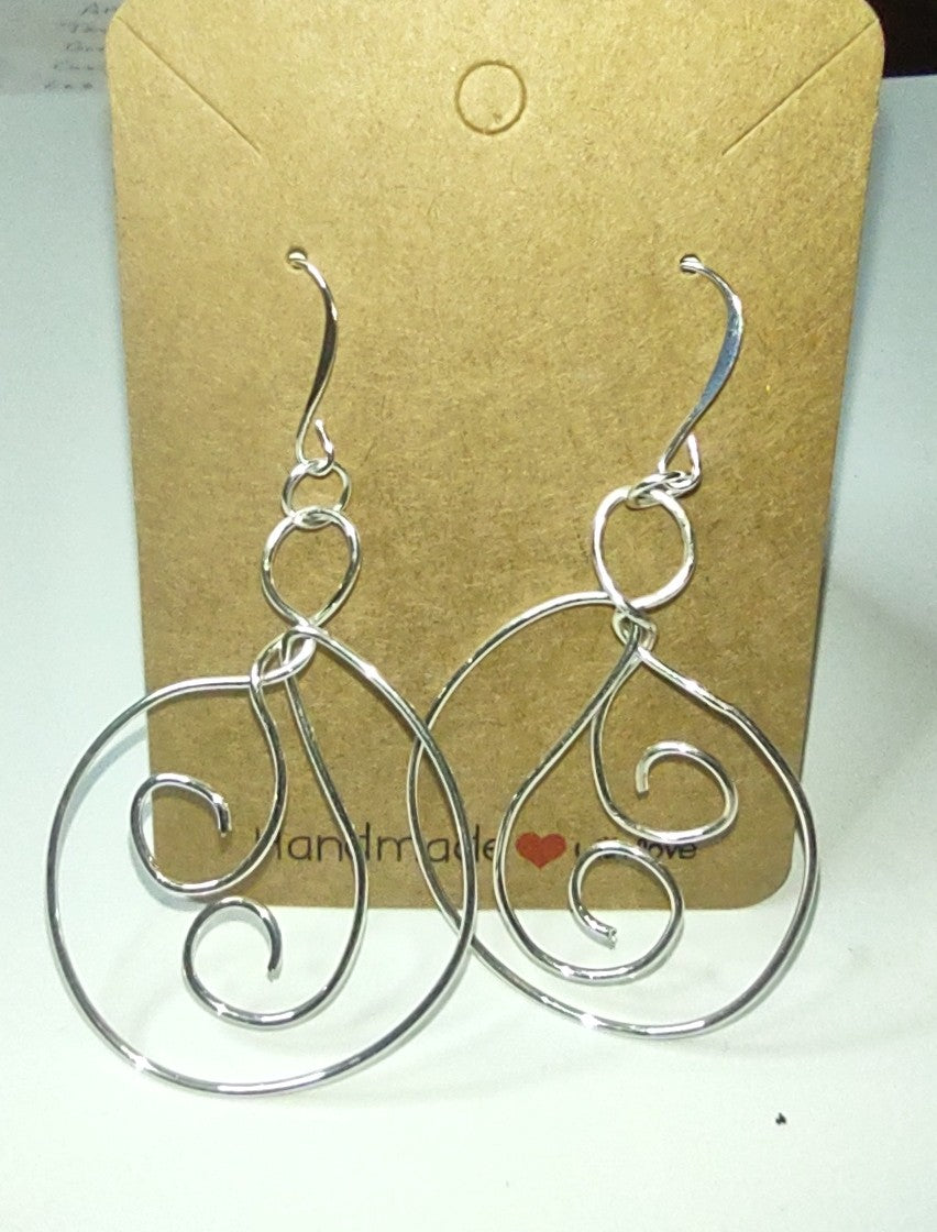 Sterling Silver Hoop Earrings - Swirl Designed Silver Hoops