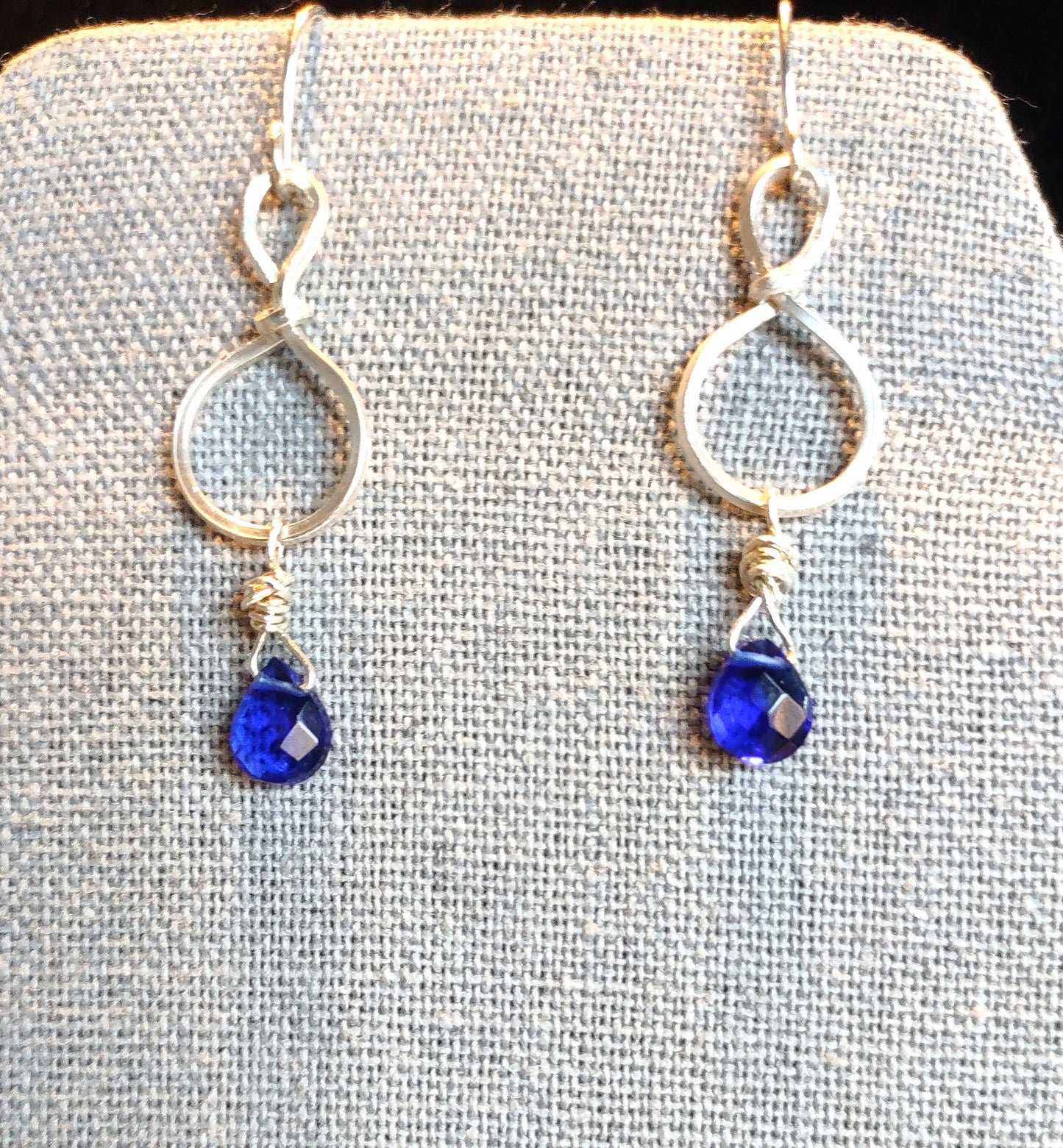 Sterling Silver Dangle Earrings - Sapphire Crystal Dangle