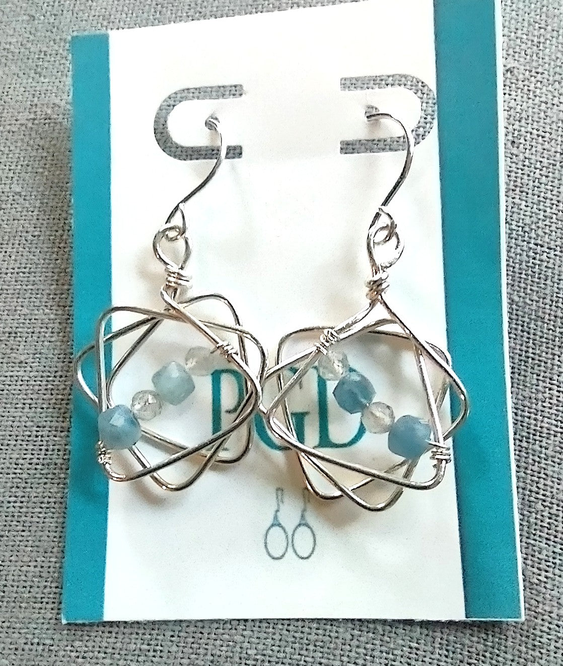 Sterling Silver 3D Star Earrings - Aquamarine, Labradorite & Wire Wrapped Artisan Design