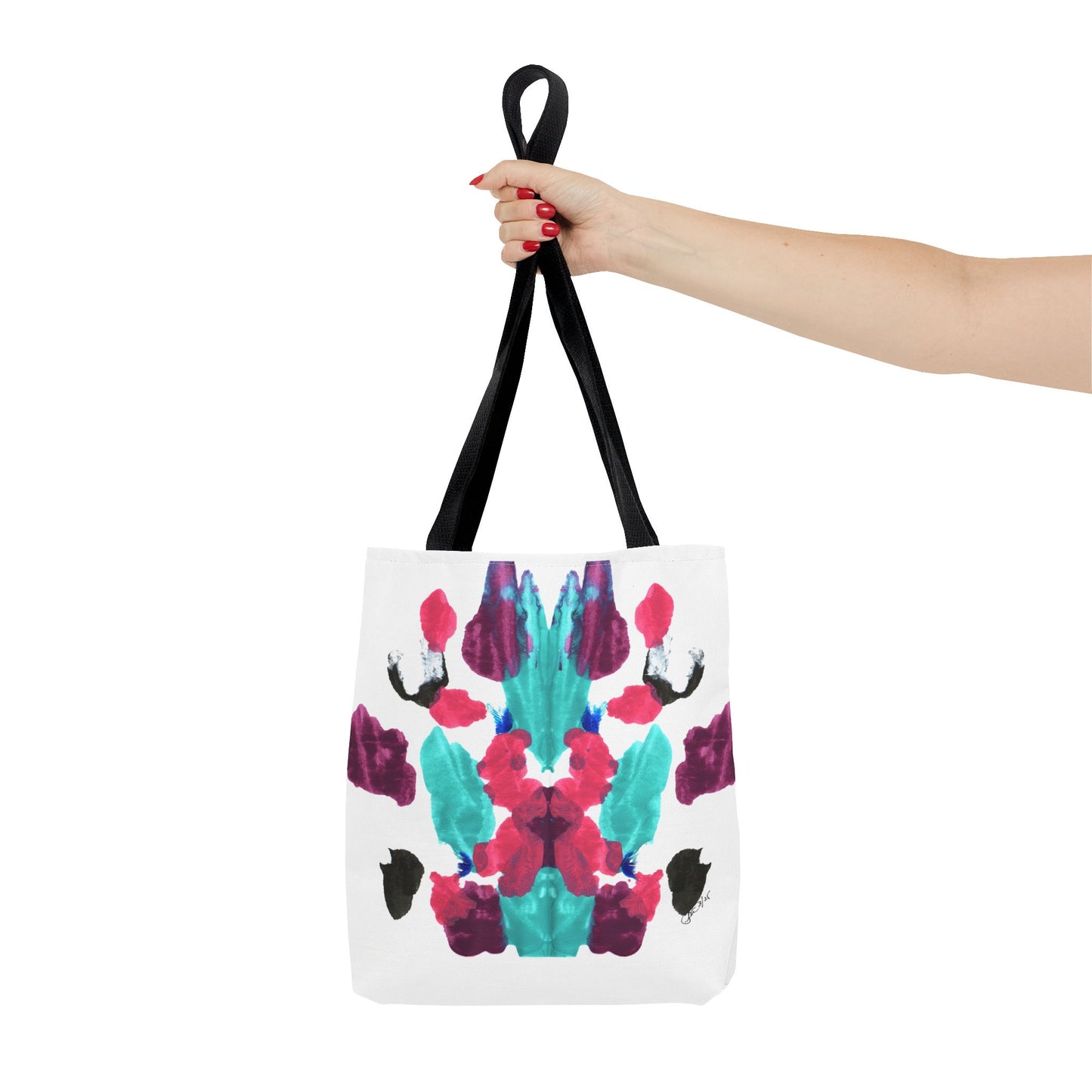 Abstract Art Tote Bag with Custom Handle Colors