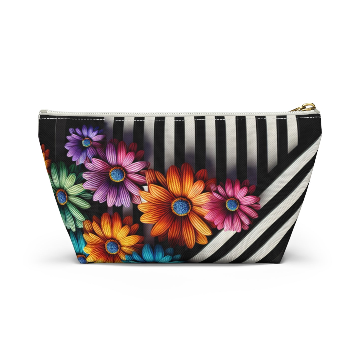 Floral Striped Accessory Pouch | Makeup Bag, Travel Organizer, Gift Idea, Floral Designs, Fun Accessories