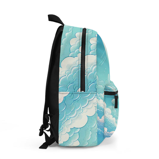Aqua Blue Cloud Backpack - Travel Bag, School Organizer, Cute Gift for Teens, Outdoor Adventure, Unique Design