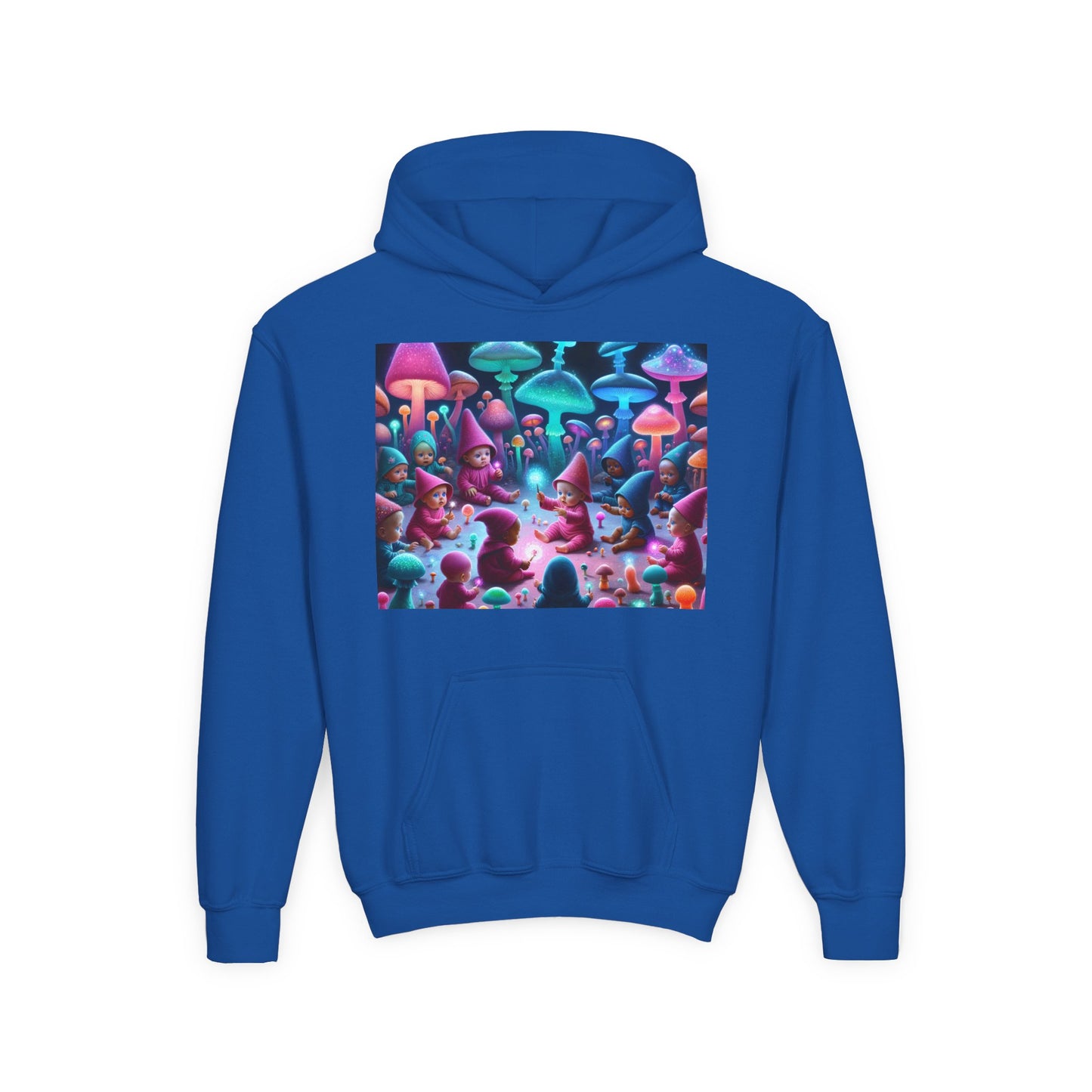 Youth Fantasy Forest Hoodie, Colorful Mushroom Sweatshirt, Gift for Kids, Cozy Winter Wear, Unique Outdoor Adventure Apparel