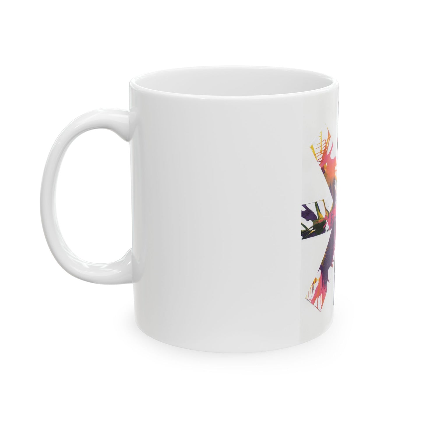 Art Inspired Ceramic Mug (11oz) - White- Original Spin Art from the Pamela Gene Designs Collection!