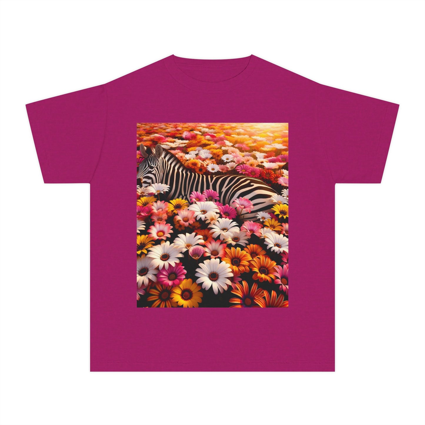 Floral Zebra Youth Tee - Cute Graphic Shirt for Kids, Perfect for Spring, Birthdays, or Casual Wear, Flower Pattern, Animal Lovers