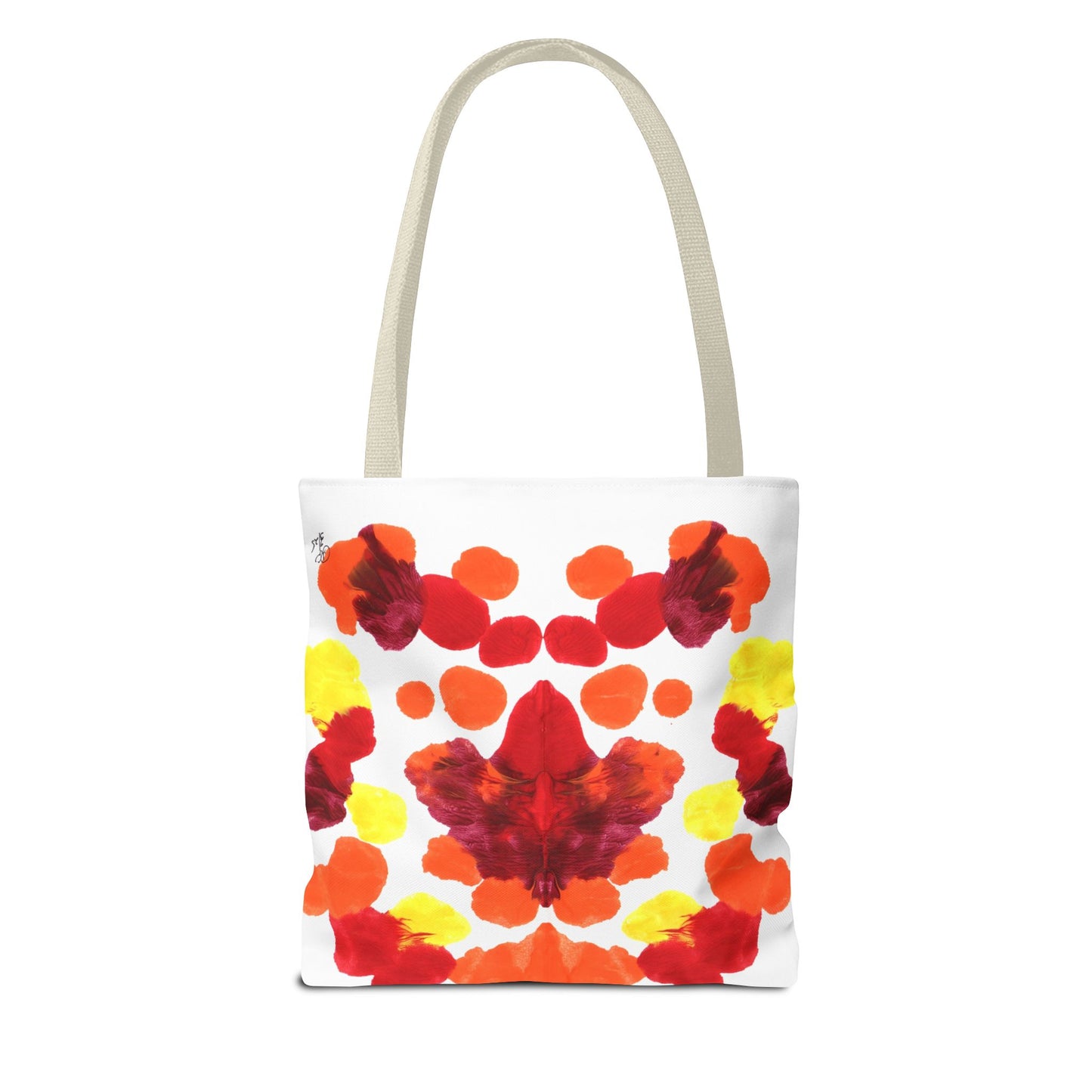 Canvas Tote Bag with Symmetrical Abstract Print