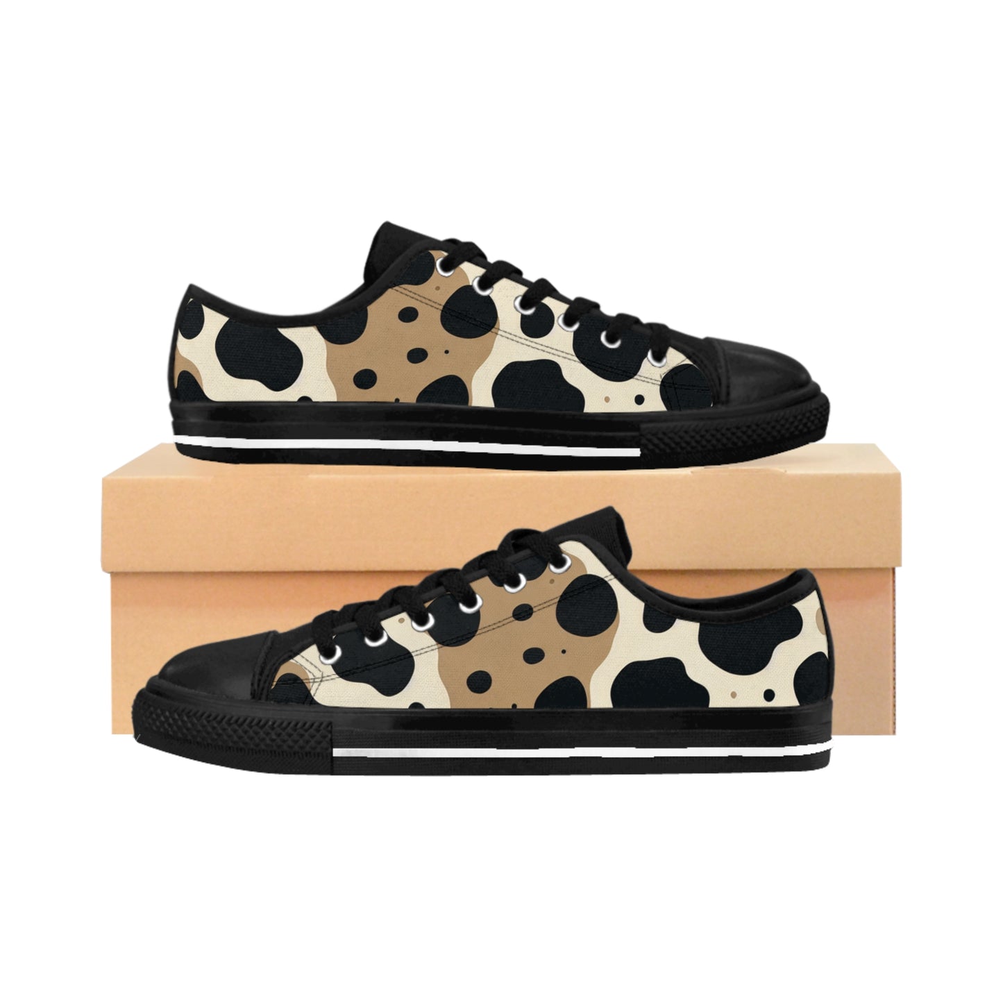 Cow Print Women's Sneakers, Unique Animal Print Shoes for Casual Wear, Perfect Gift for Cow Lovers, Trendy Footwear for Every Occasion