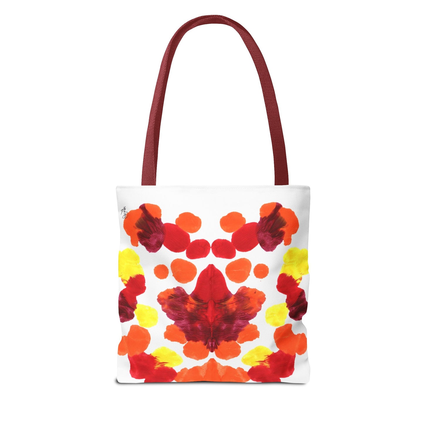 Canvas Tote Bag with Symmetrical Abstract Print