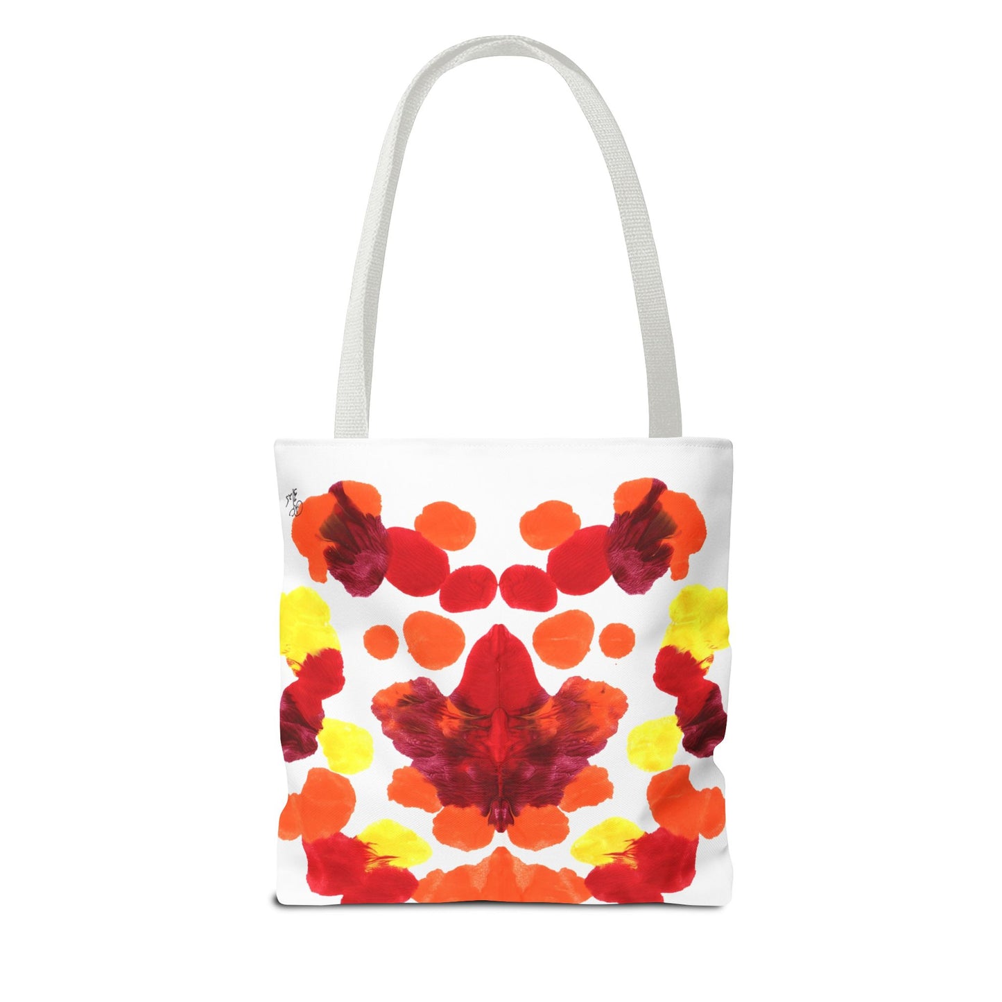 Canvas Tote Bag with Symmetrical Abstract Print