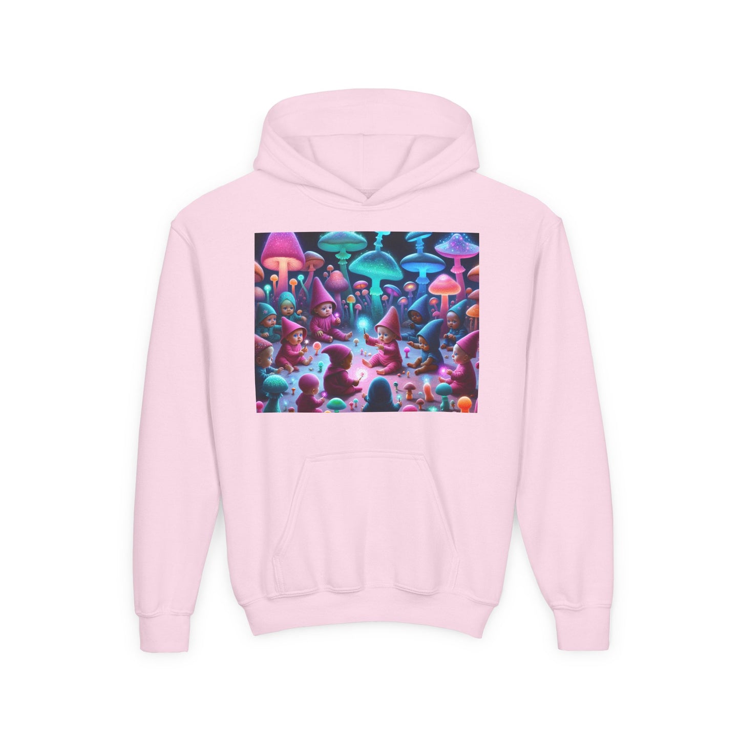 Youth Fantasy Forest Hoodie, Colorful Mushroom Sweatshirt, Gift for Kids, Cozy Winter Wear, Unique Outdoor Adventure Apparel