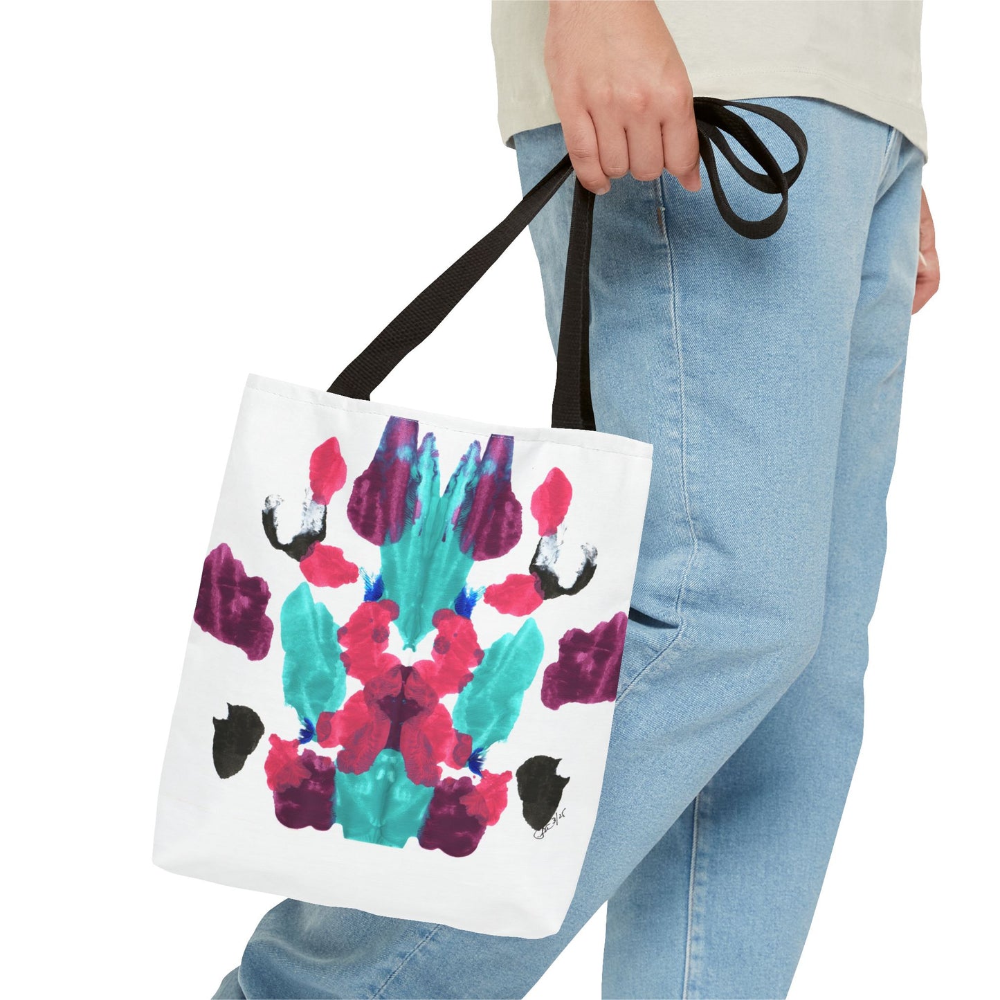 Abstract Art Tote Bag with Custom Handle Colors