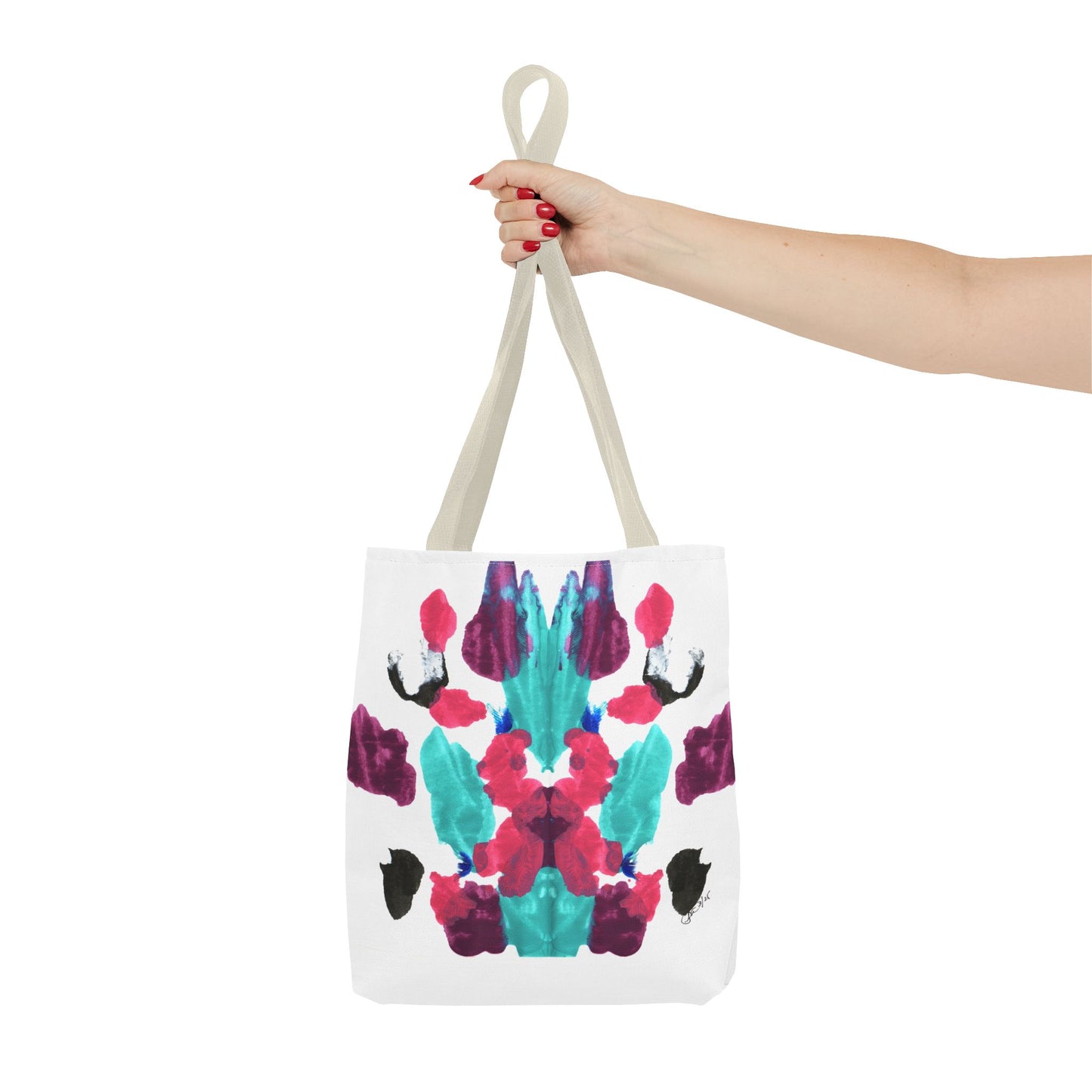 Abstract Art Tote Bag with Custom Handle Colors
