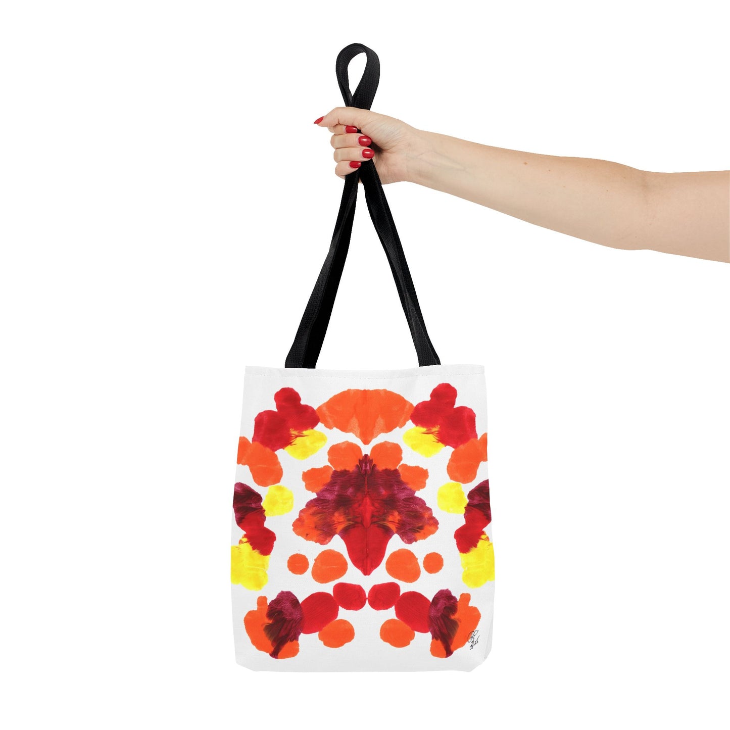 Canvas Tote Bag with Symmetrical Abstract Print