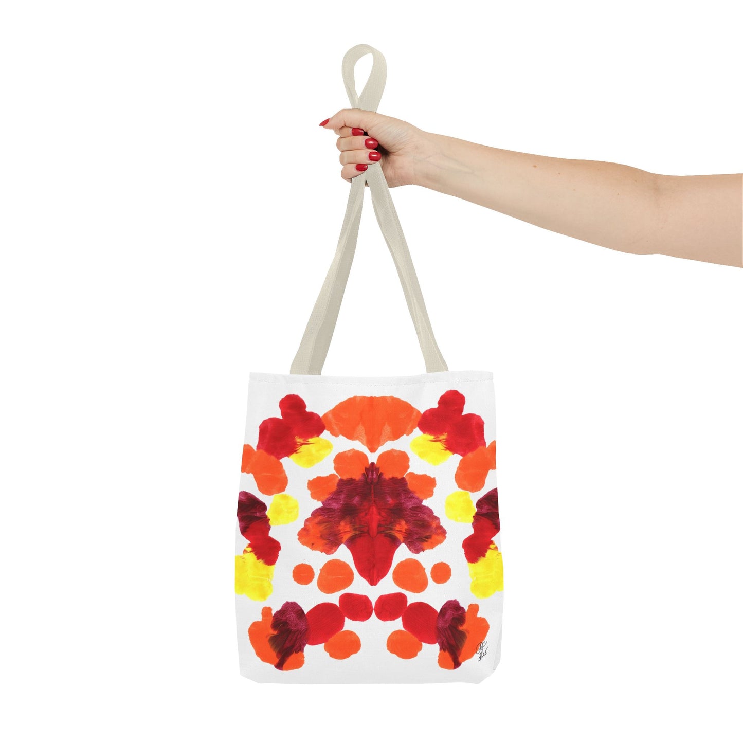 Canvas Tote Bag with Symmetrical Abstract Print