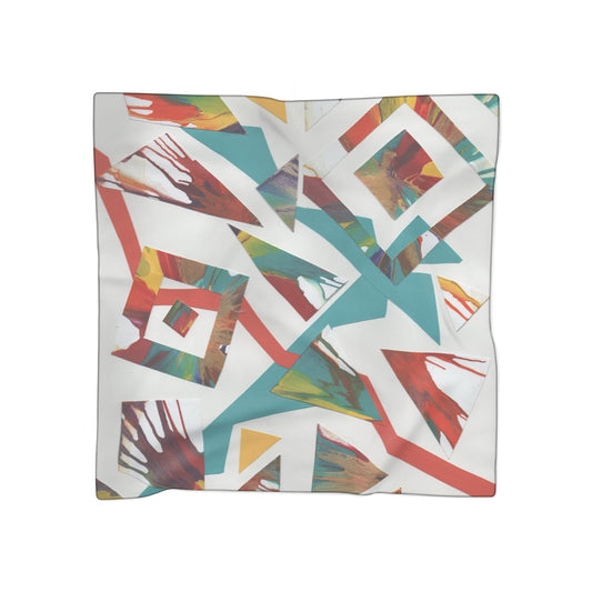 Vibrant Geometric Poly Scarf, Fashion Accessory, Lightweight Scarf, Art-Inspired Shawl, Gift for Her, Boho Style Statement