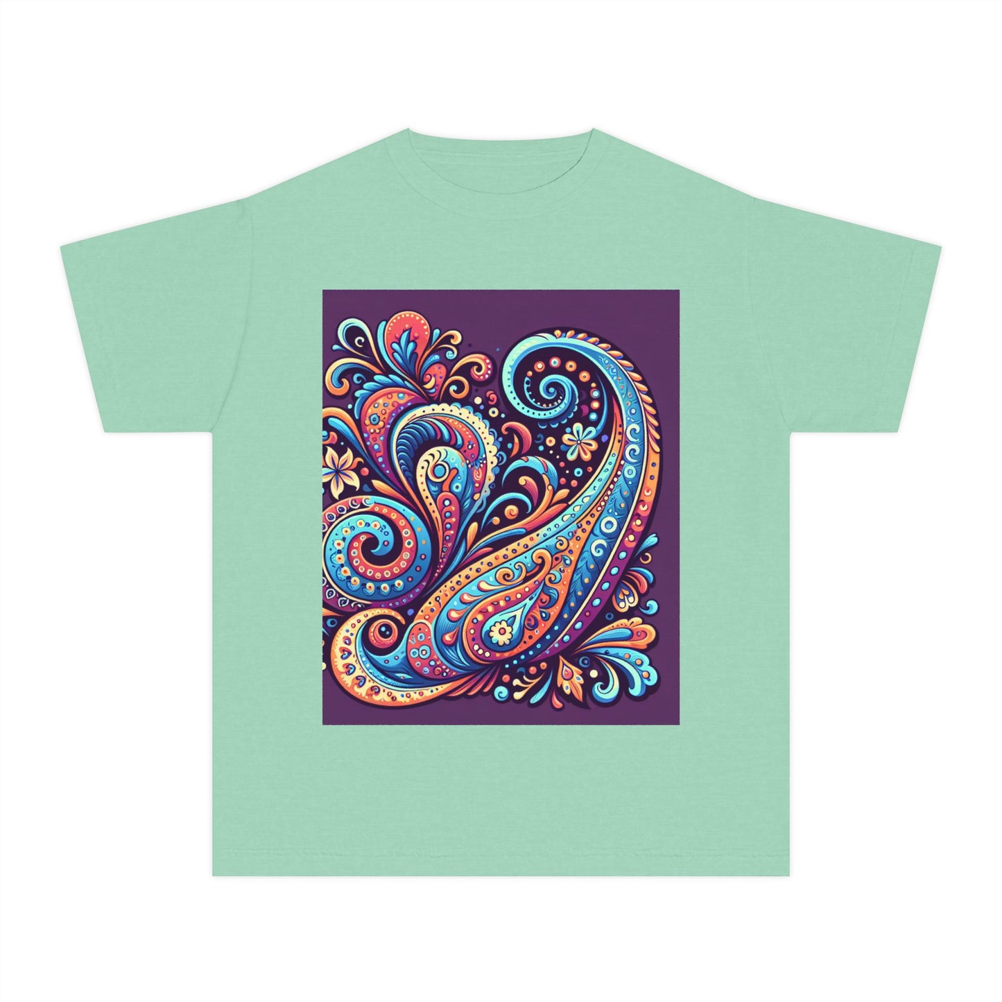 Youth Midweight Tee - Cotton Paisley Print T Shirt