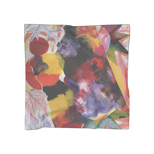 Colorful Poly Scarf, Vibrant Fashion Accessory, Lightweight Wrap, Boho Style Gift, Summer Scarf, Artistic Print Scarf