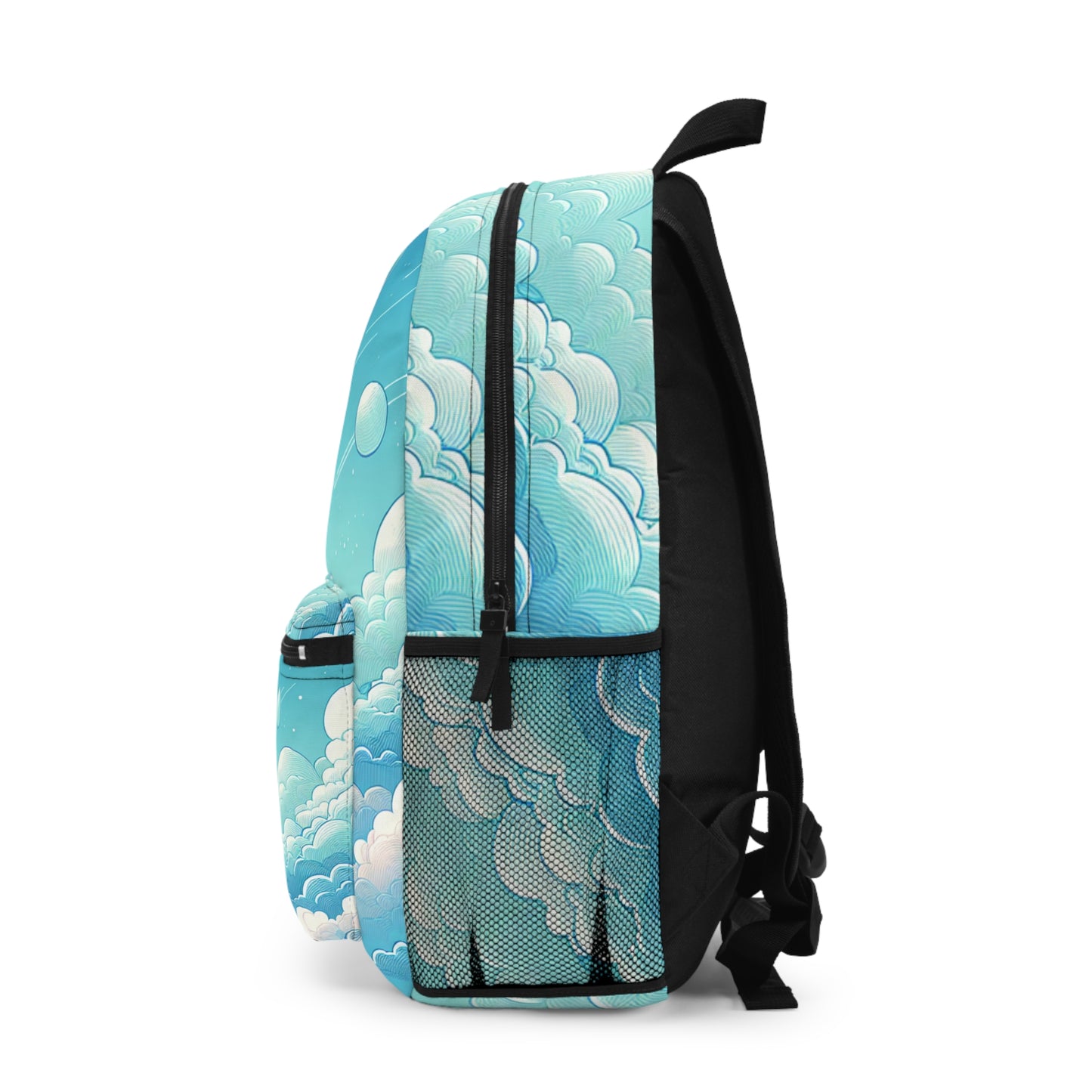 Aqua Blue Cloud Backpack - Travel Bag, School Organizer, Cute Gift for Teens, Outdoor Adventure, Unique Design