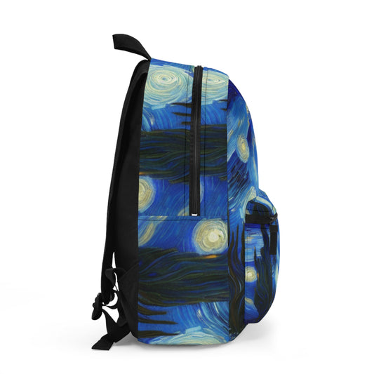 Artistic Starry Night Backpack, Blue Cosmic Backpack, School Bag, Gift for Art Lovers, Travel Backpack