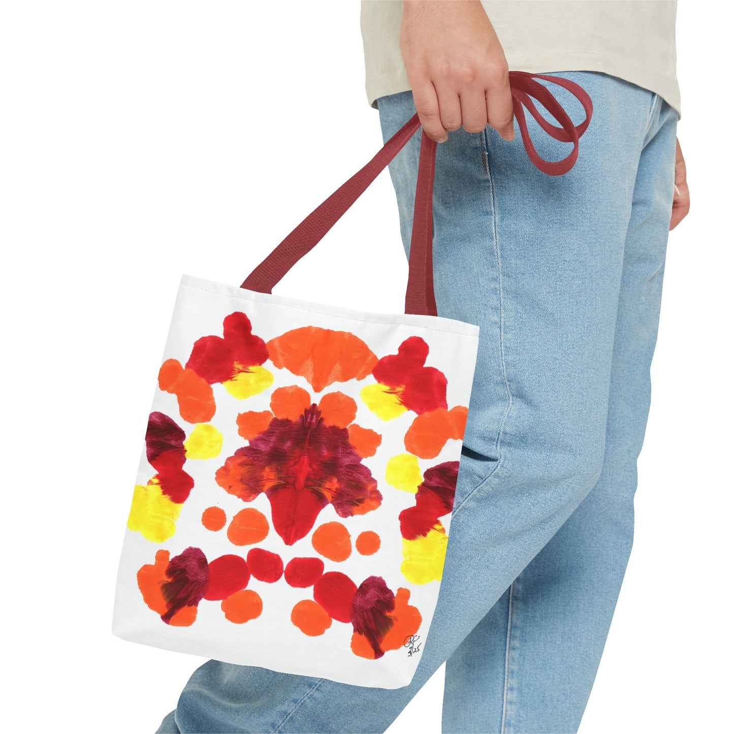 Canvas Tote Bag with Symmetrical Abstract Print