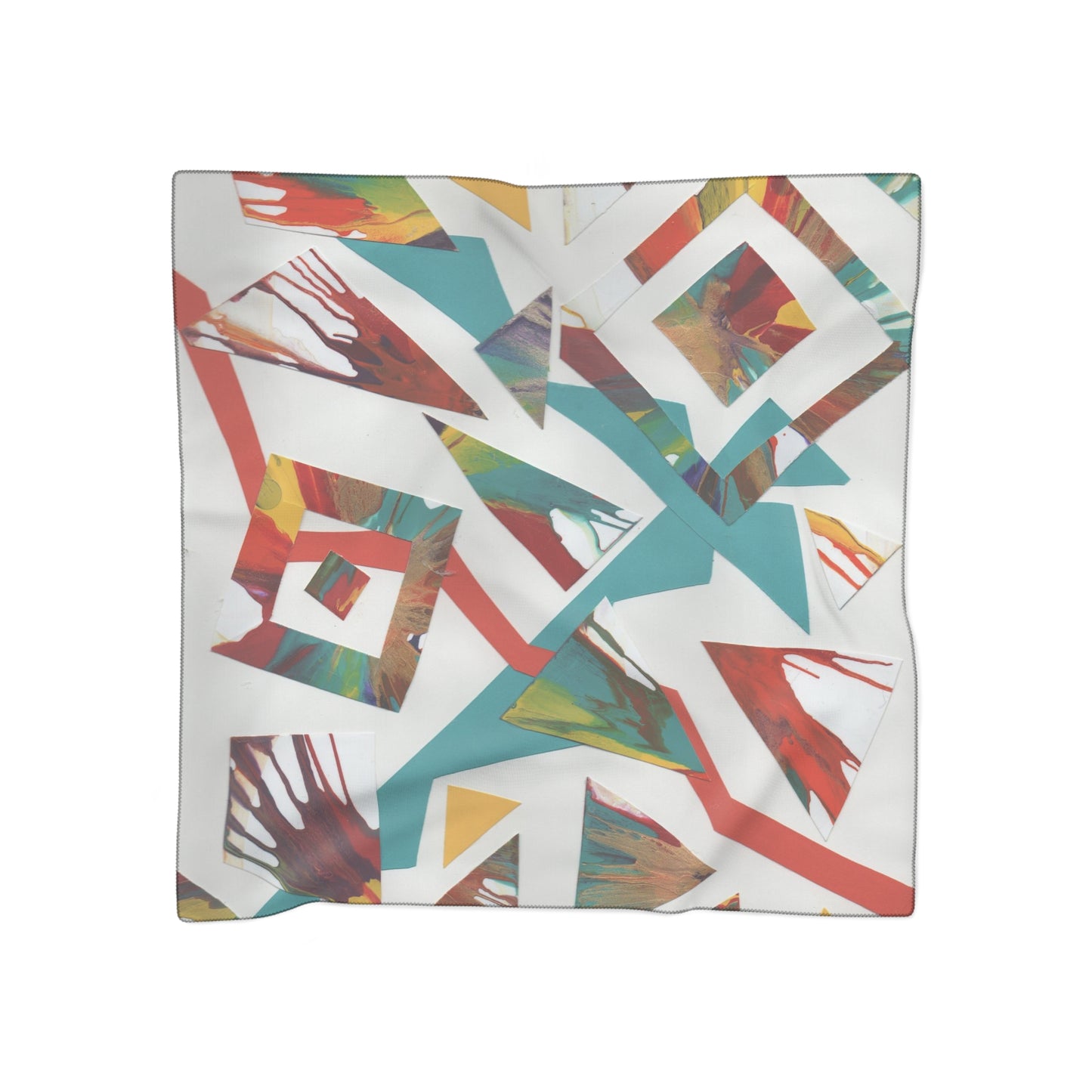 Vibrant Geometric Poly Scarf, Fashion Accessory, Lightweight Scarf, Art-Inspired Shawl, Gift for Her, Boho Style Statement