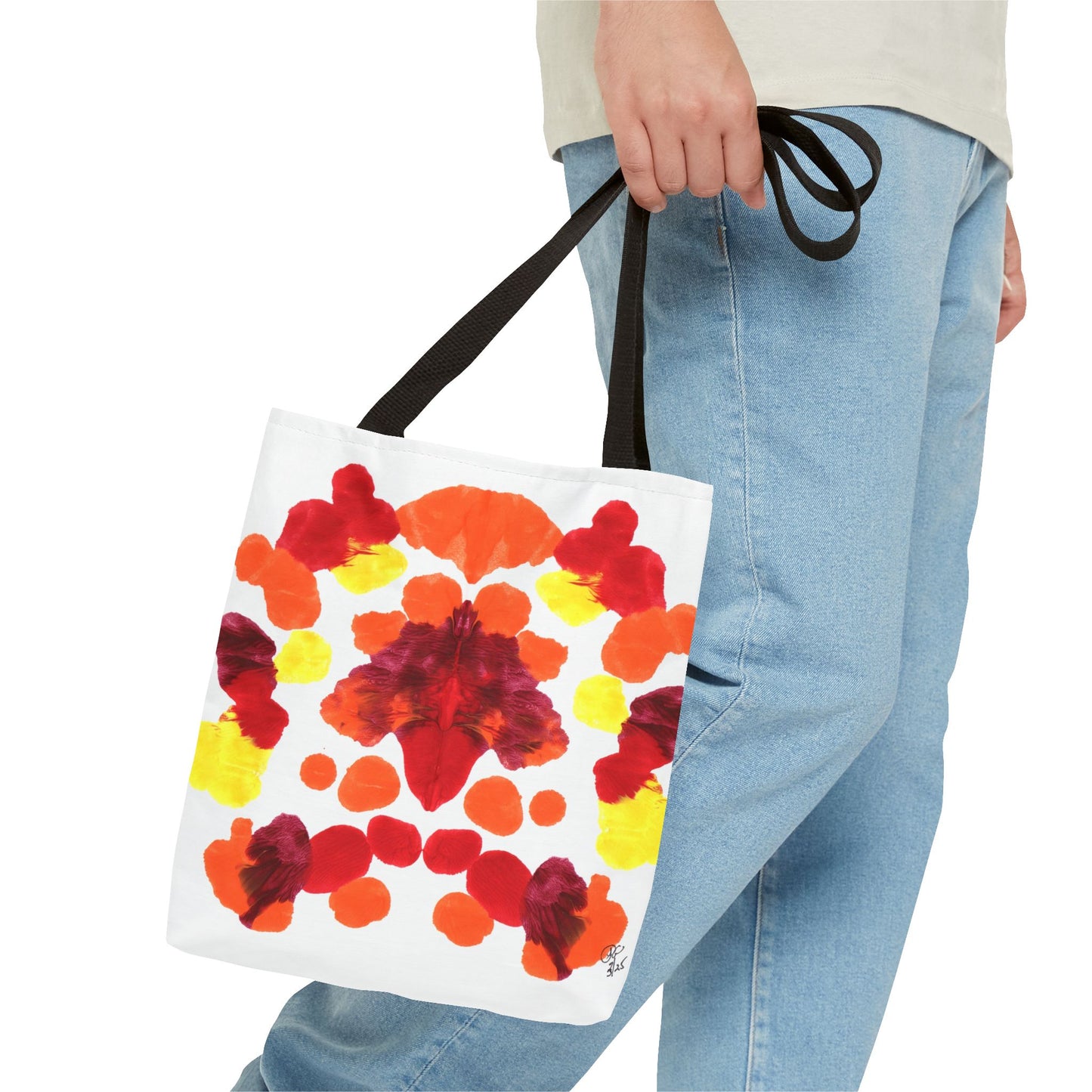 Canvas Tote Bag with Symmetrical Abstract Print