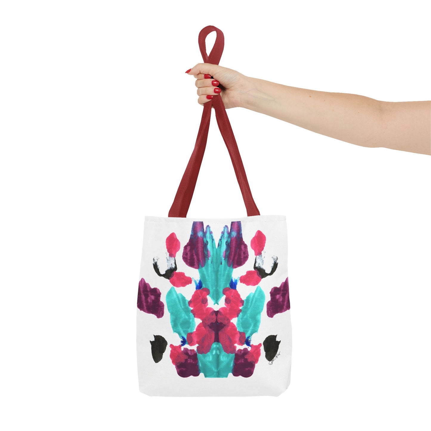 Abstract Art Tote Bag with Custom Handle Colors