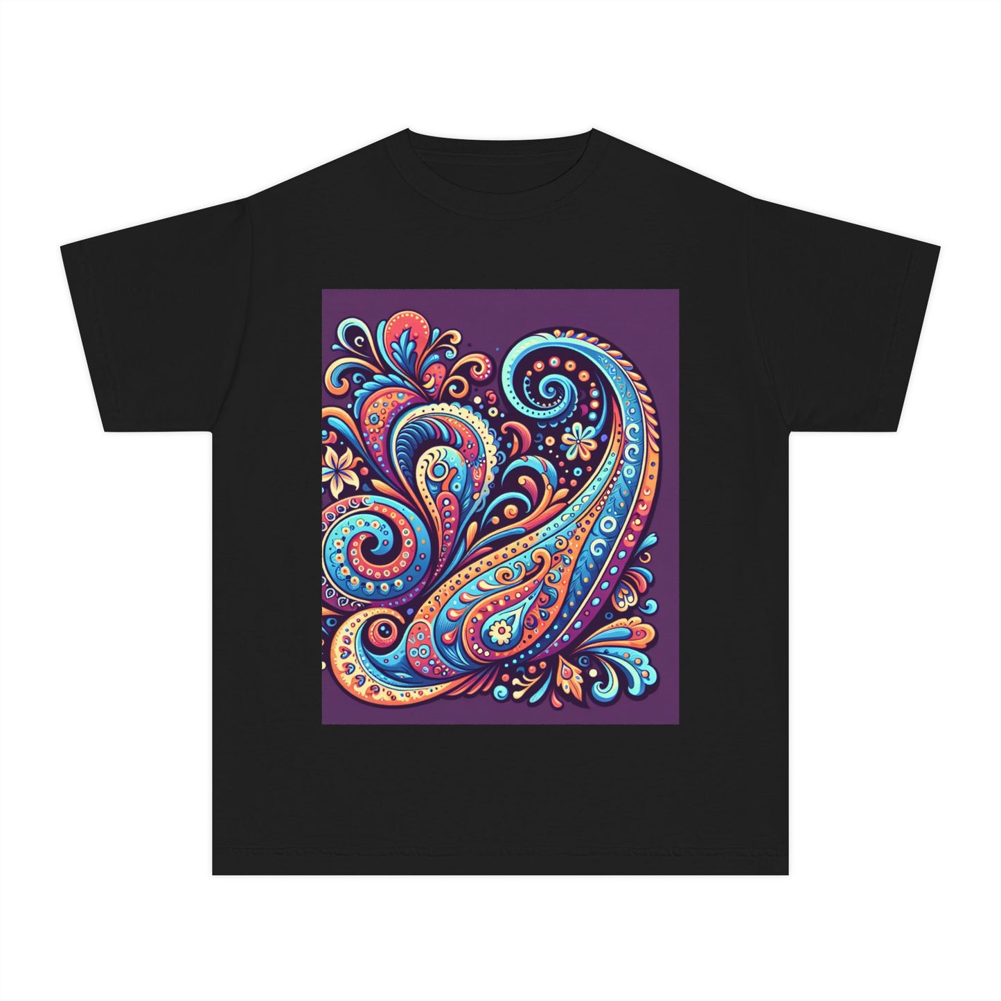 Youth Midweight Tee - Cotton Paisley Print T Shirt
